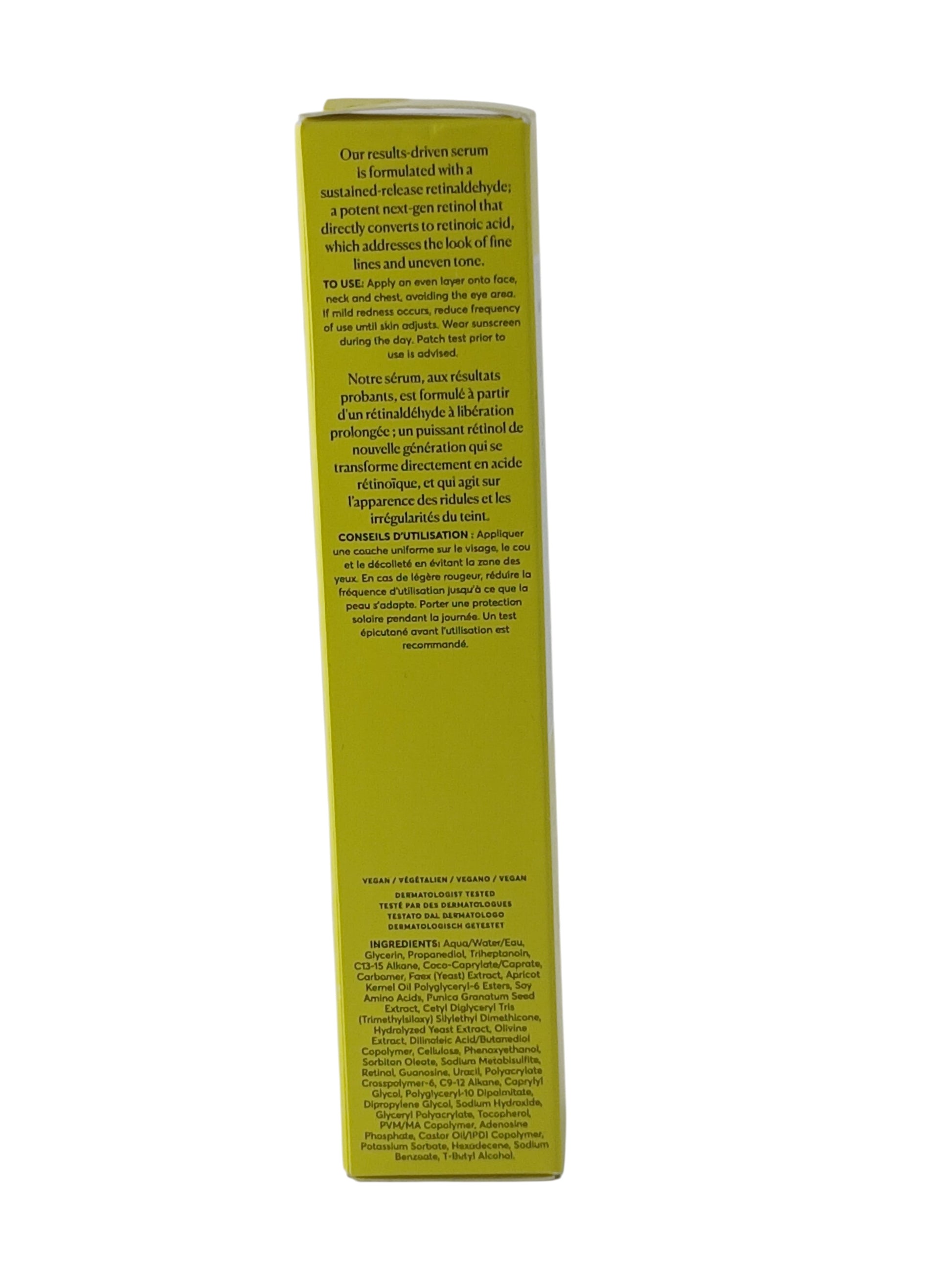 Department Store UK Naturium Retinaldehyde Cream Serum 0.05% packaging side view showing ingredients and instructions