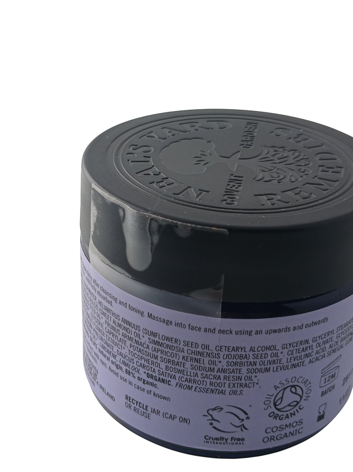 Department Store UK Neal's Yard Remedies Frankincense Hydrating Cream jar showing organic ingredients and label details