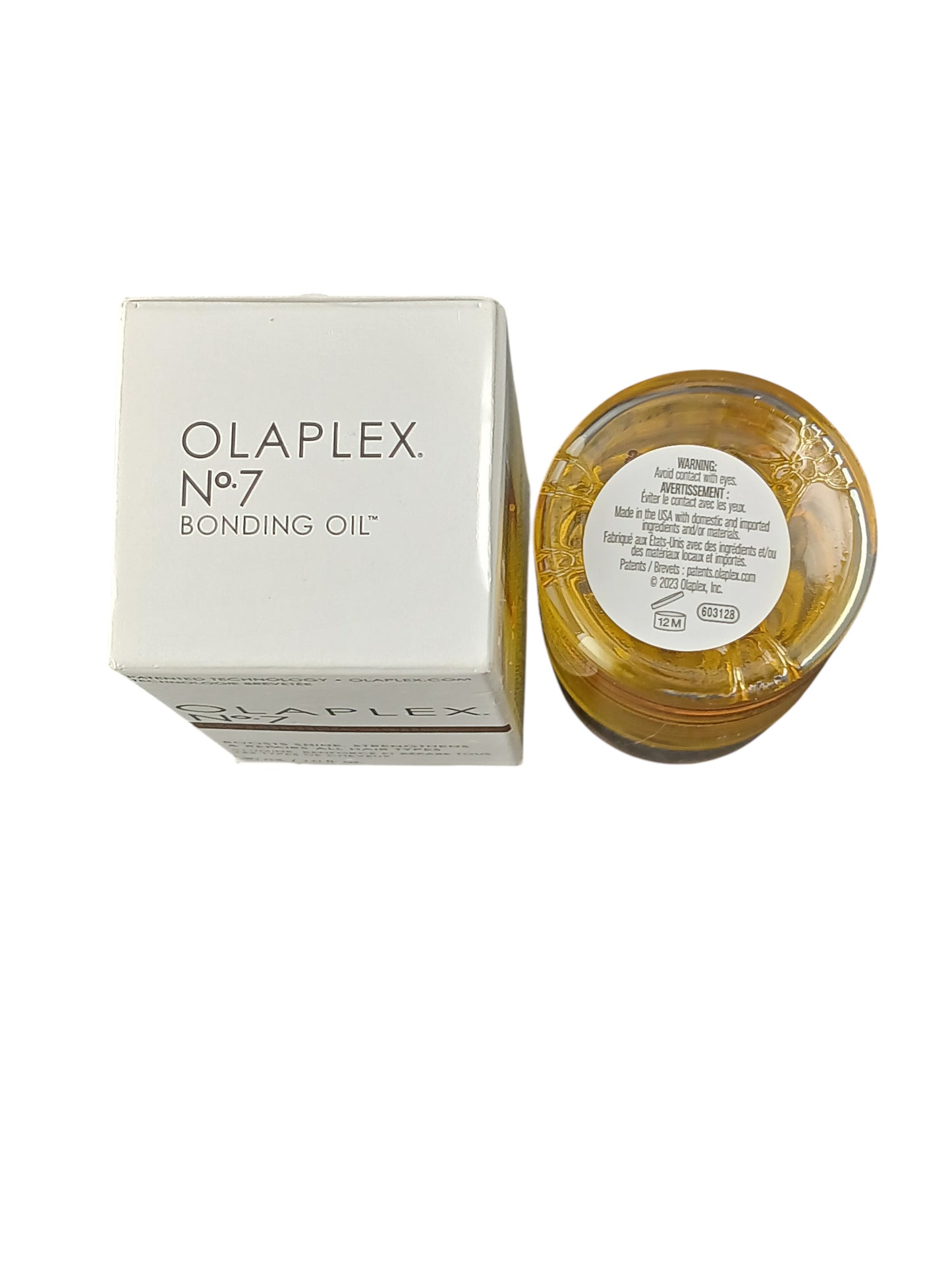 Department Store UK Olaplex No.7 Bonding Oil bottle and white product box viewed from above
