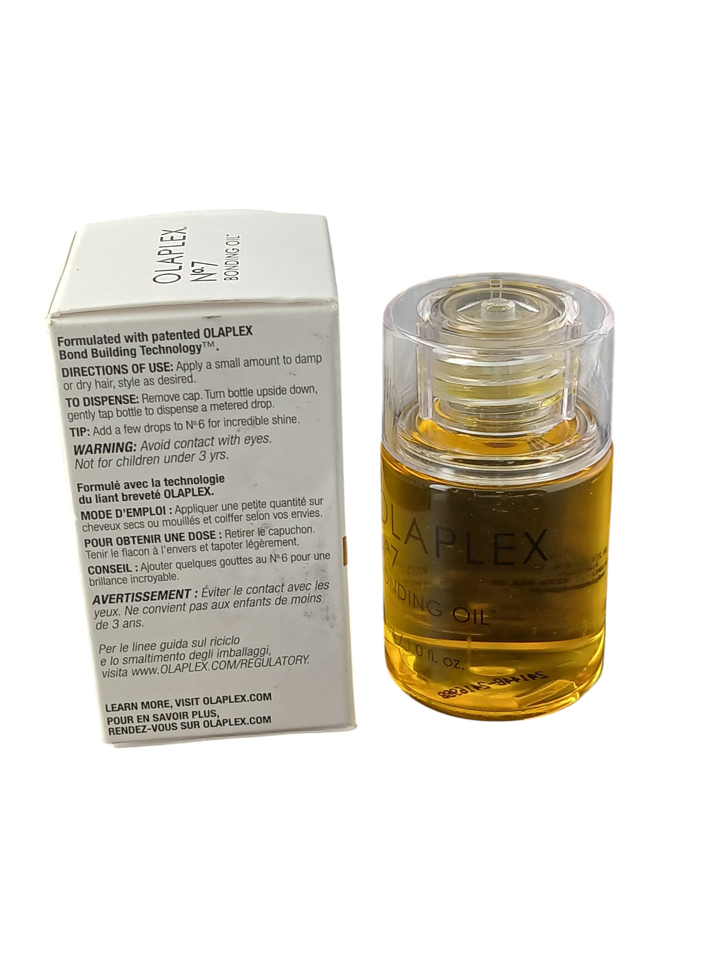 Department Store UK Olaplex No.7 Bonding Oil bottle and white product box for hair repair and heat protection