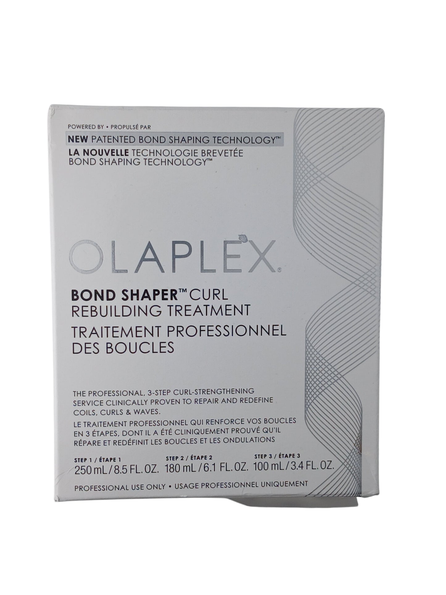 Department Store UK Olaplex Bond Shaper 3-step curl rebuilding treatment kit for wavy, curly, and coily hair.