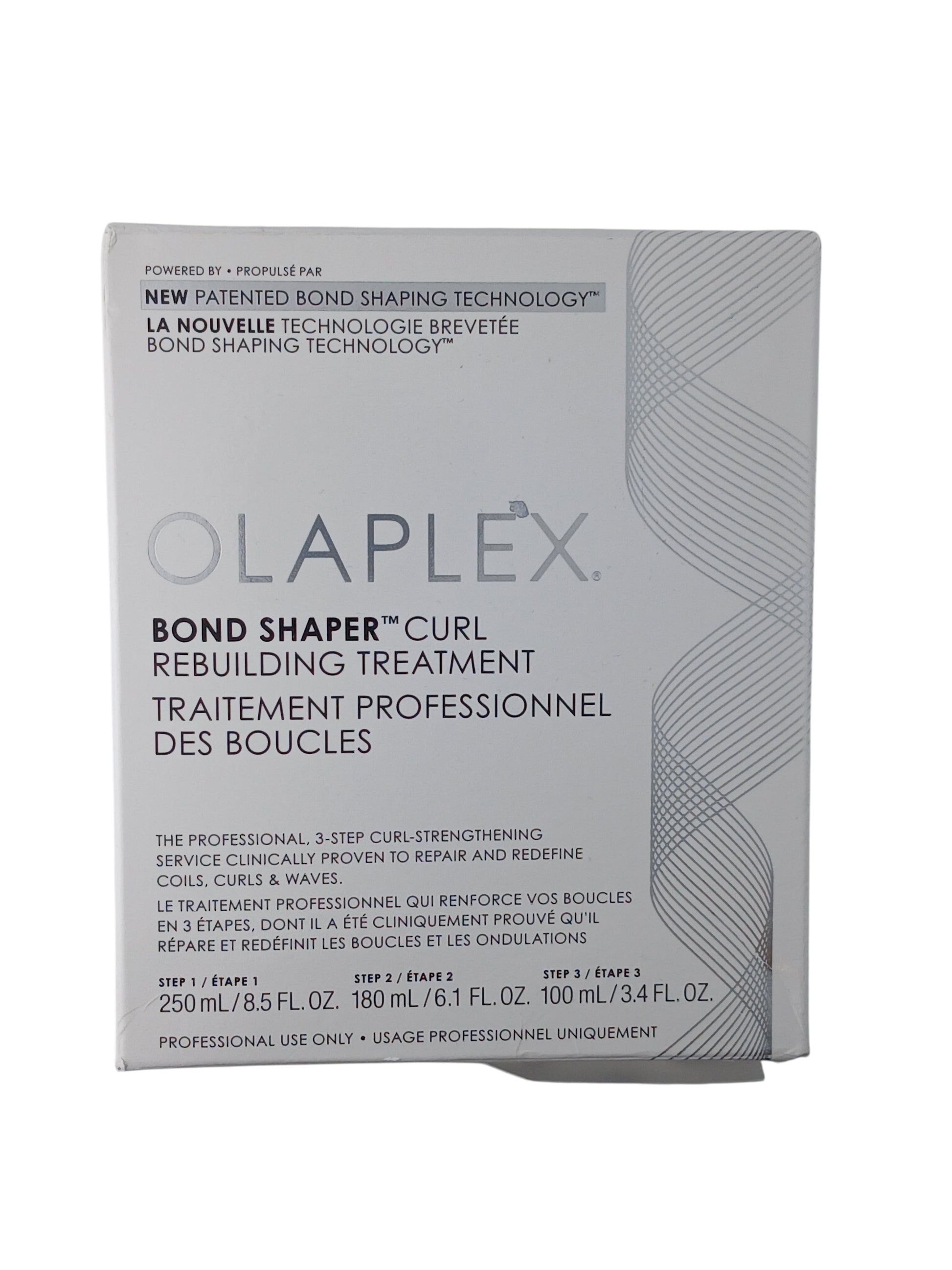 Department Store UK Olaplex Bond Shaper 3-step curl rebuilding treatment kit for wavy, curly, and coily hair.