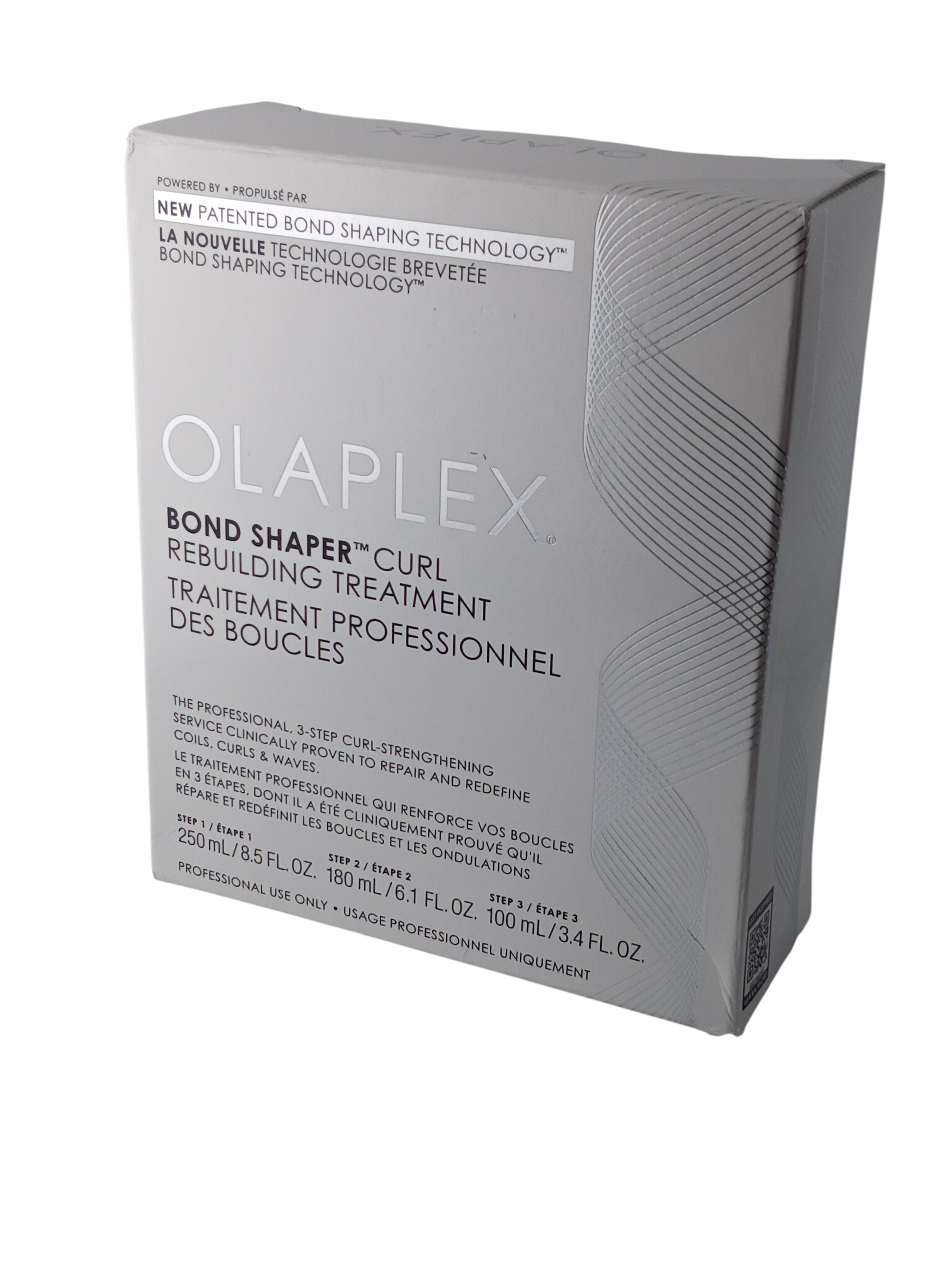 Department Store UK Olaplex Bond Shaper 3-step curl rebuilding treatment kit in grey box packaging