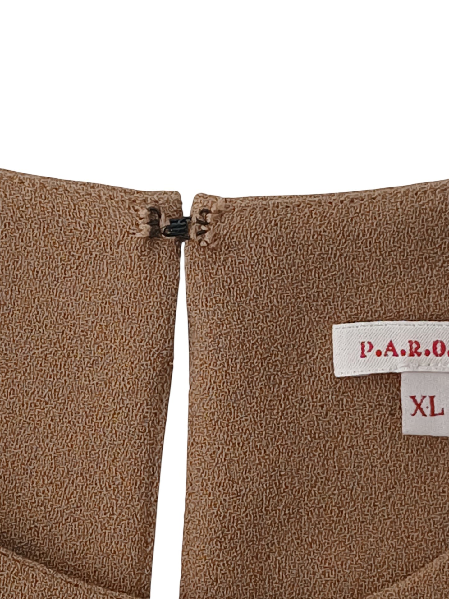 Department Store UK P.A.R.O.S.H. camel shift dress with hook and eye closure and brand label detail