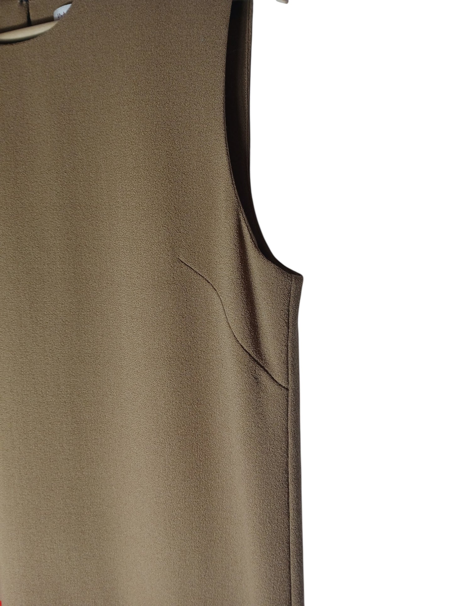 Department Store UK P.A.R.O.S.H. sleeveless shift dress in camel with textured fabric detail