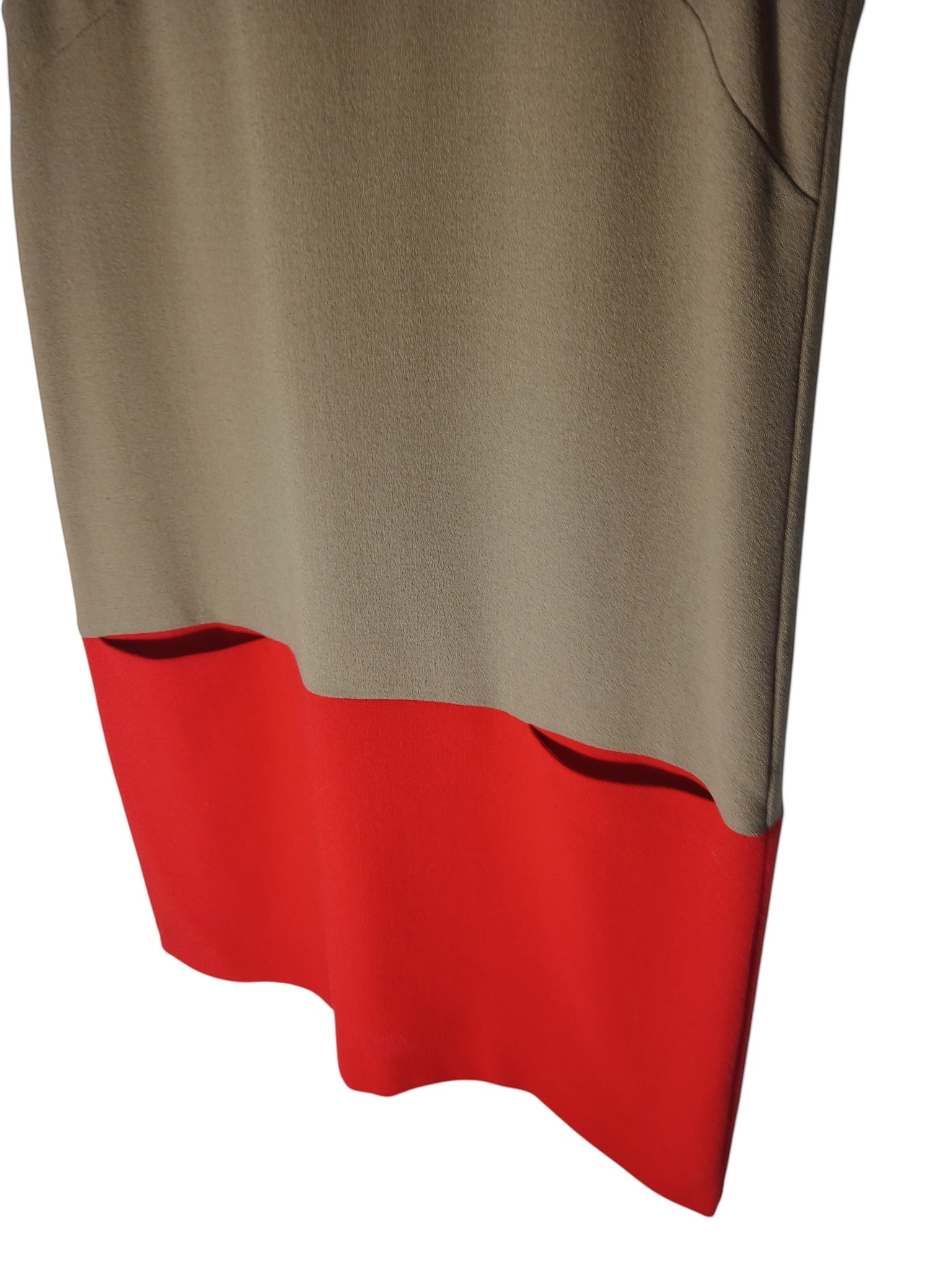 Department Store UK P.A.R.O.S.H. sleeveless shift dress in two-tone camel and red