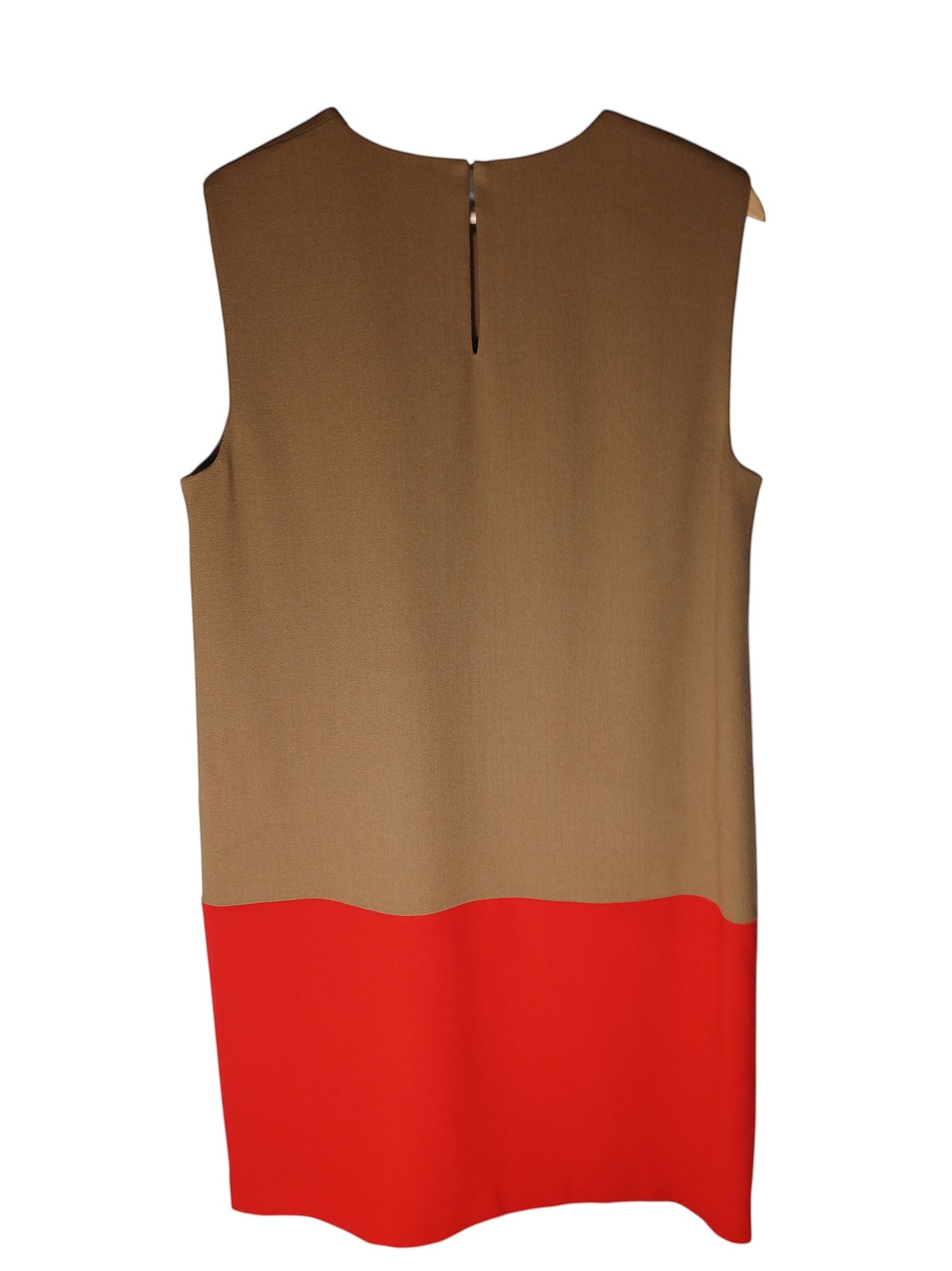 Department Store UK P.A.R.O.S.H. sleeveless shift dress in camel and red two-tone colourway