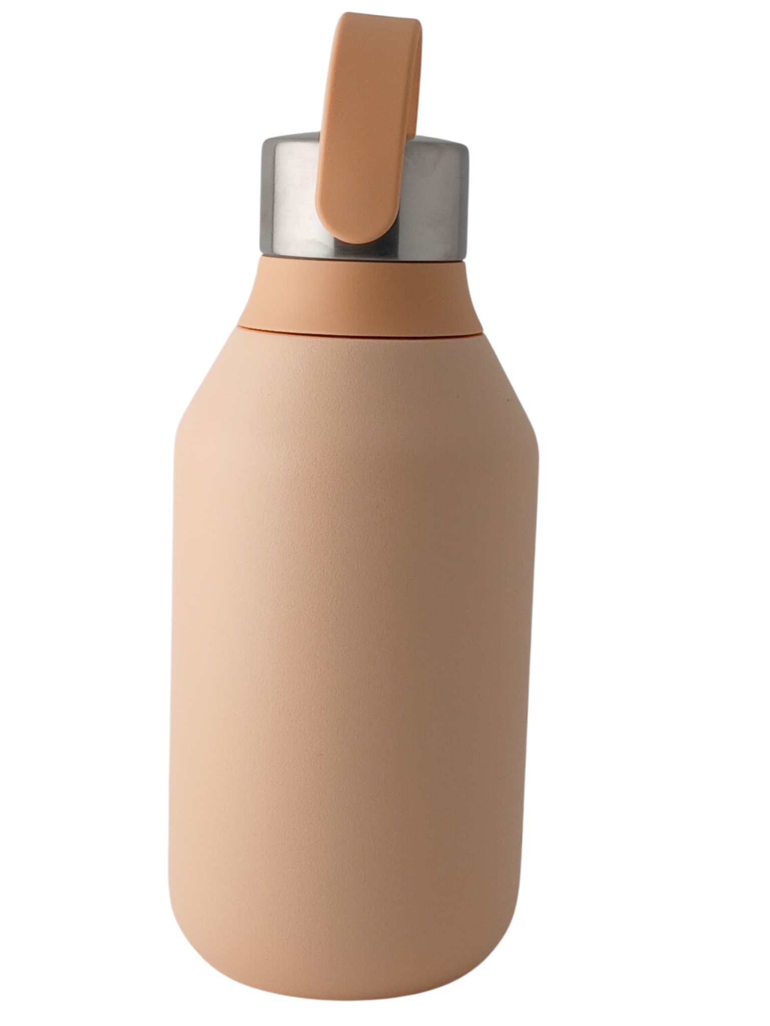 Department Store UK Chilly's Series 2 reusable insulated bottle in peach orange with a carry loop and metal collar.