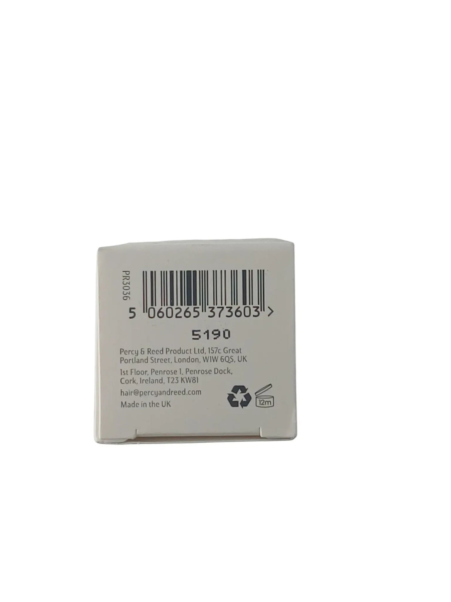 Department Store UK Percy & Reed Wonder Balm Hair Primer packaging base with barcode and product information details