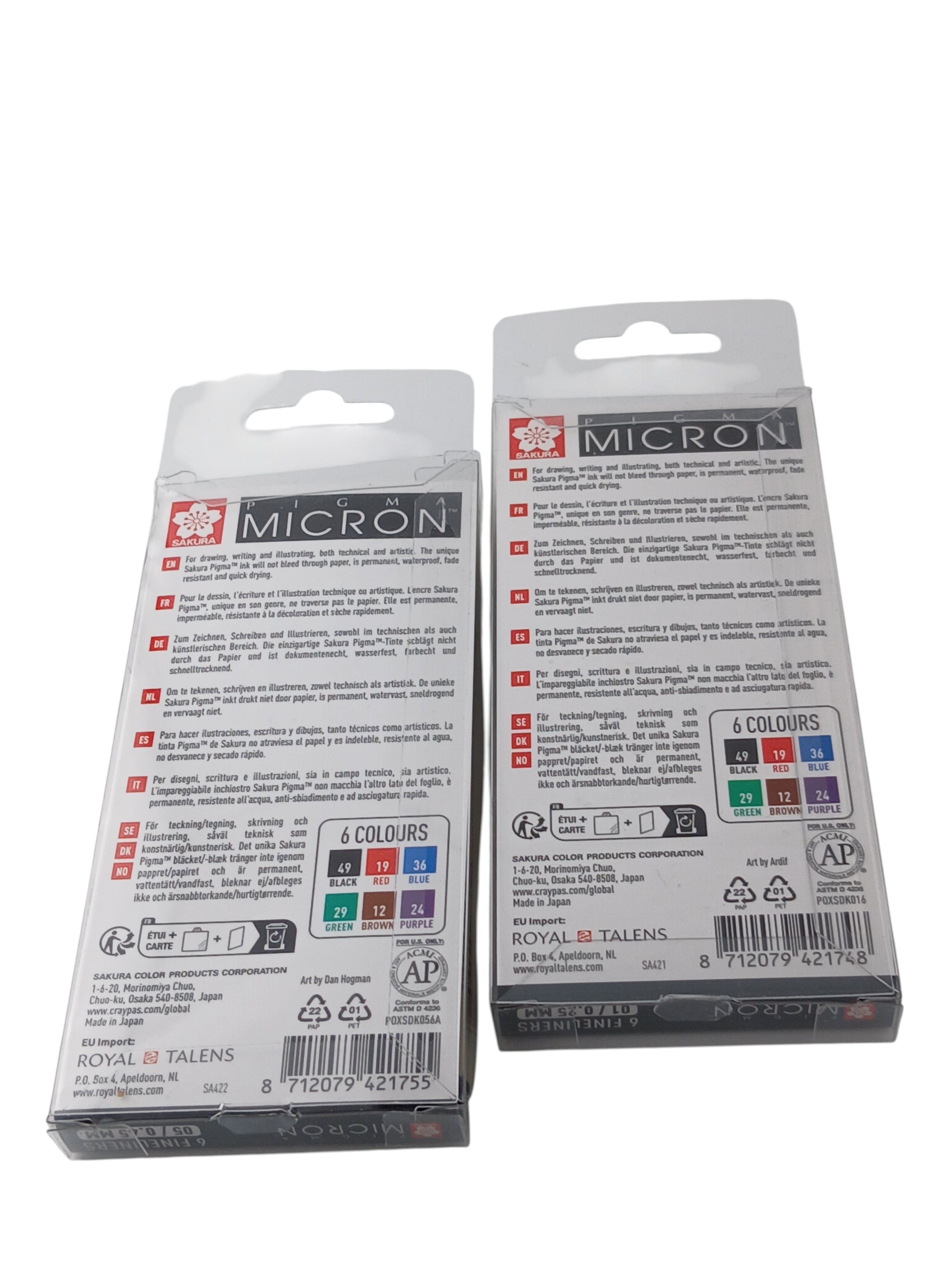 Department Store UK Pigma Micron fineliner pen set of 6 archival pigment ink pens in assorted colours
