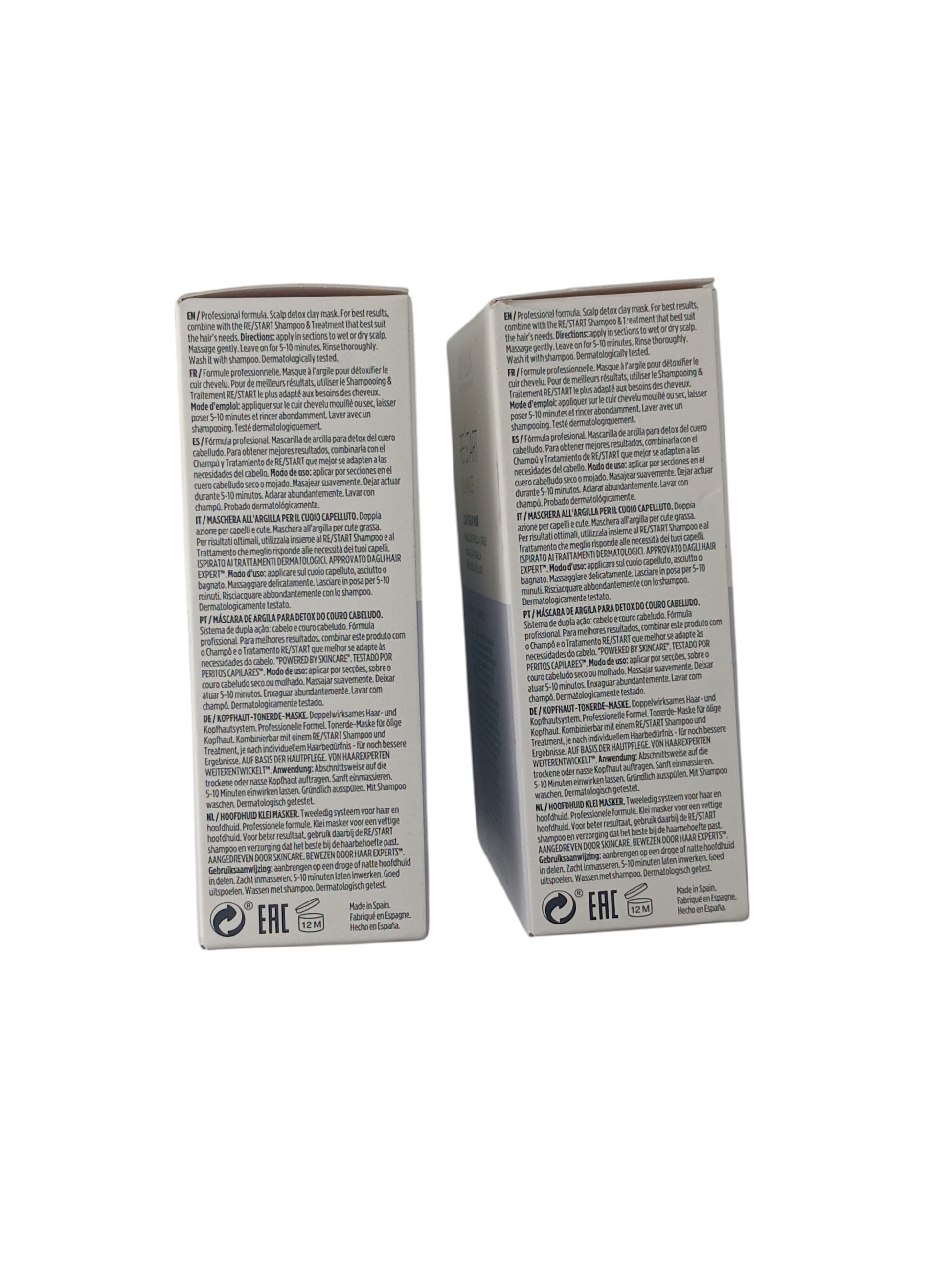 Department Store UK Revlon Professional Restart Balance clay scalp mask twin pack boxes showing product instructions