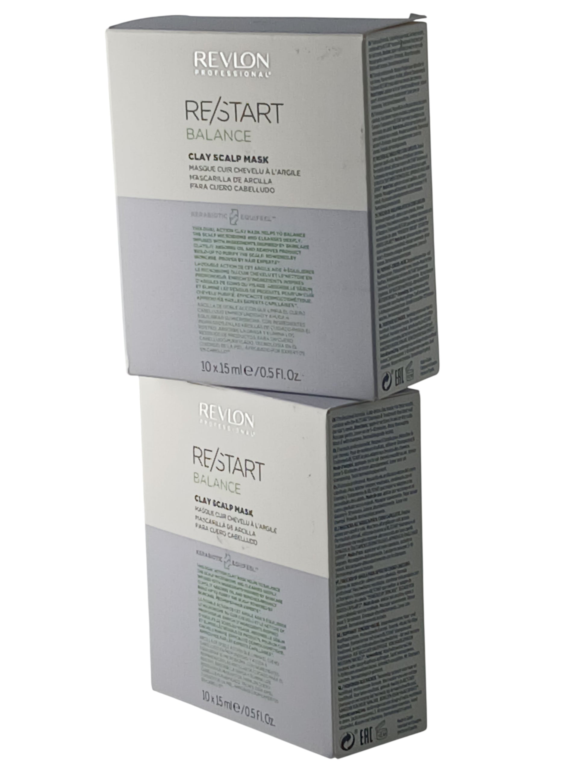 Department Store UK twin pack of Revlon Professional RE/START Balance clay scalp mask boxes for oily hair