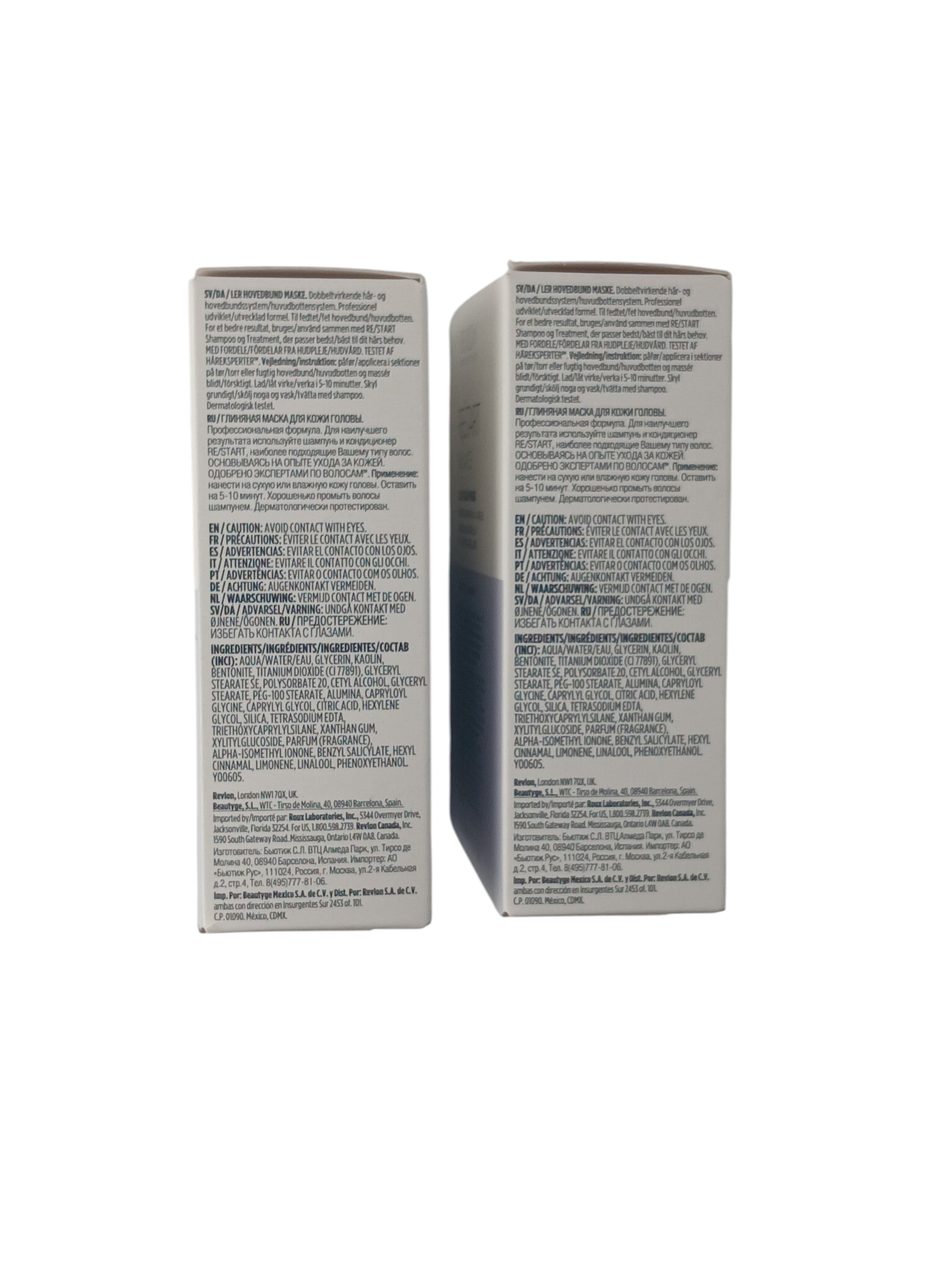 Department Store UK Revlon Professional Restart Balance clay scalp mask twin pack back view showing ingredients