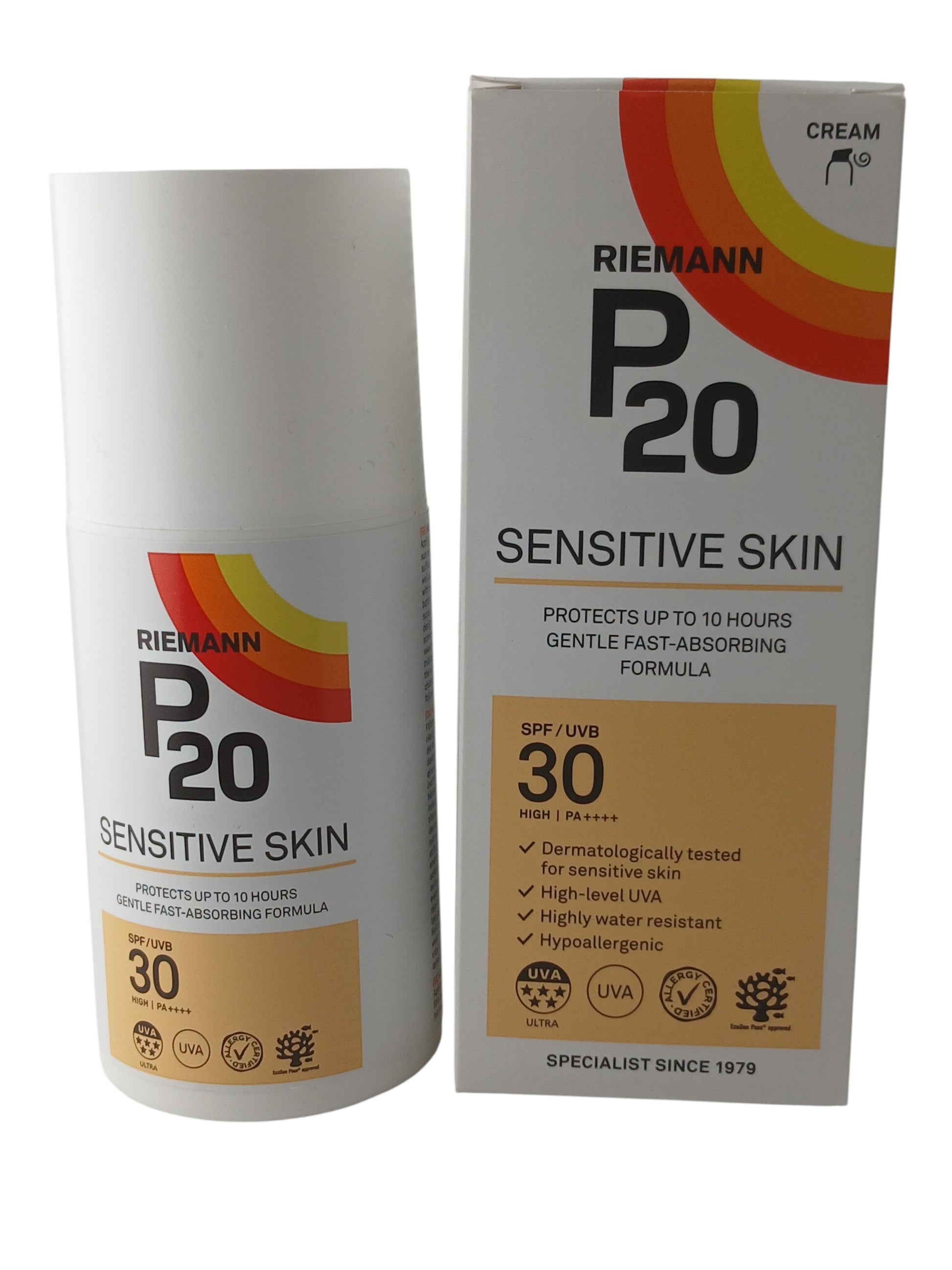 Department Store UK Riemann P20 SPF 30 Sensitive Skin sunscreen cream bottle and box packaging