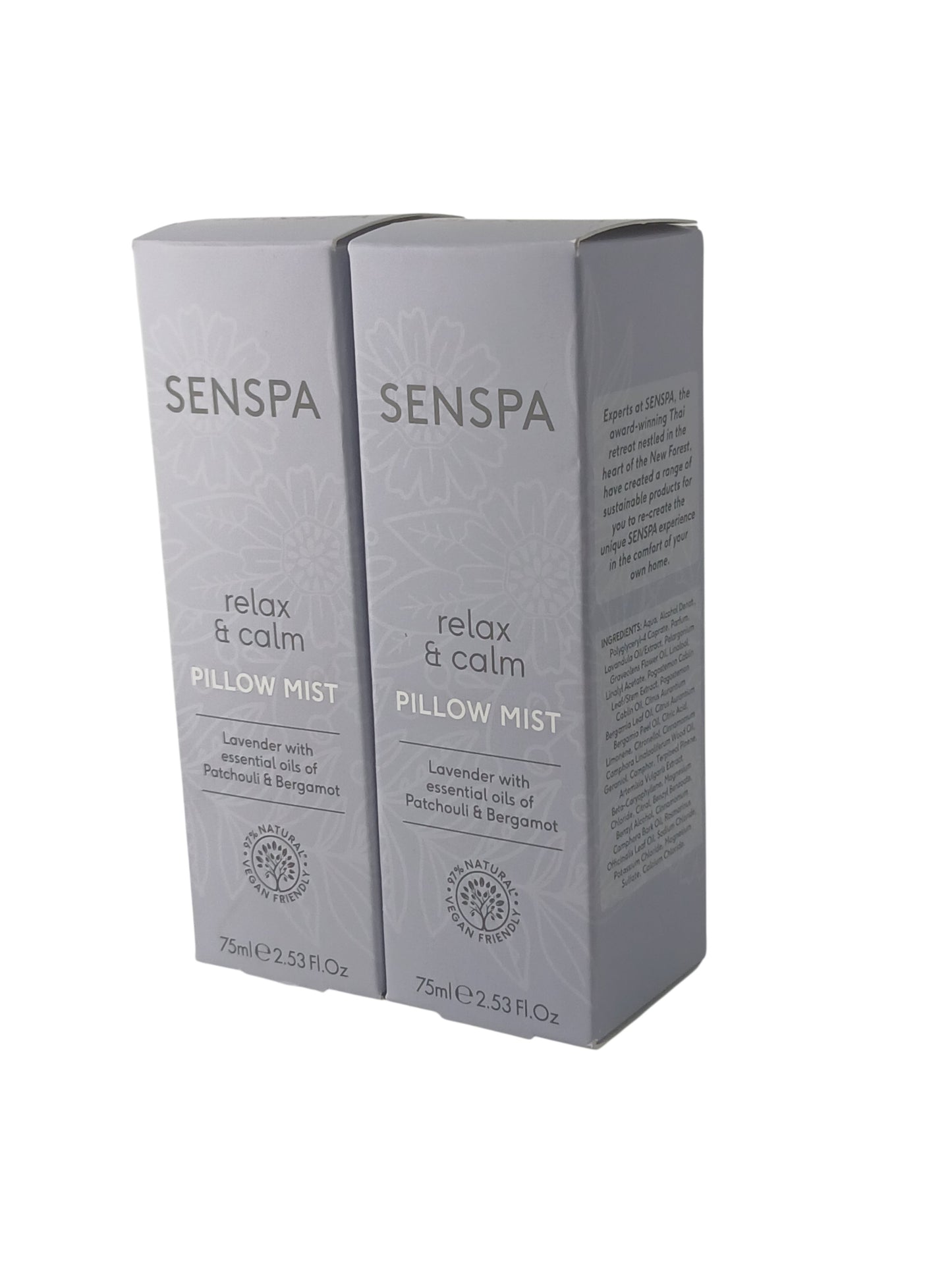Department Store UK SENSPA Relax & Calm lavender pillow mist twin pack with essential oils in 75ml bottles