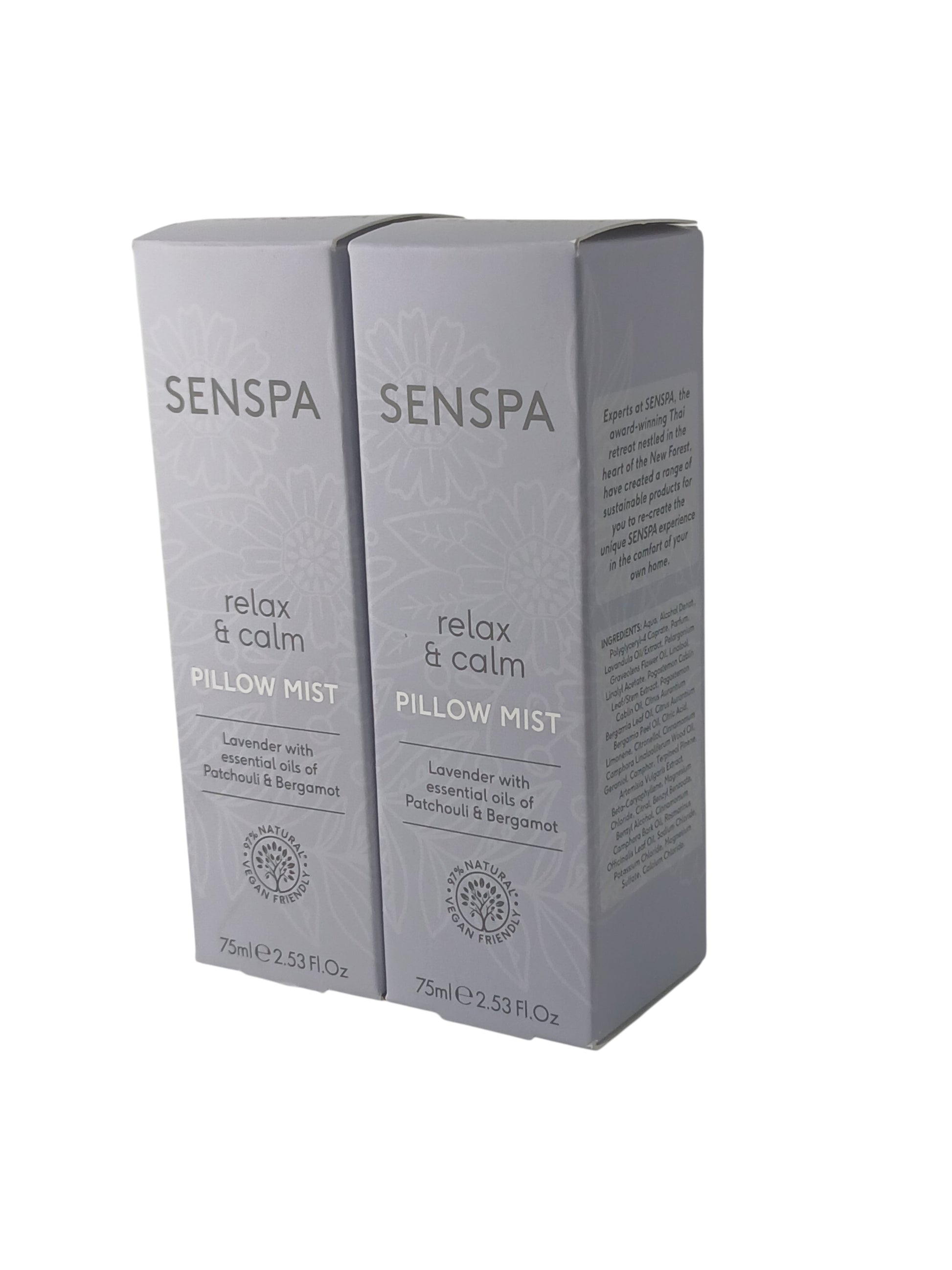 Department Store UK SENSPA Relax & Calm lavender pillow mist twin pack with essential oils in 75ml bottles