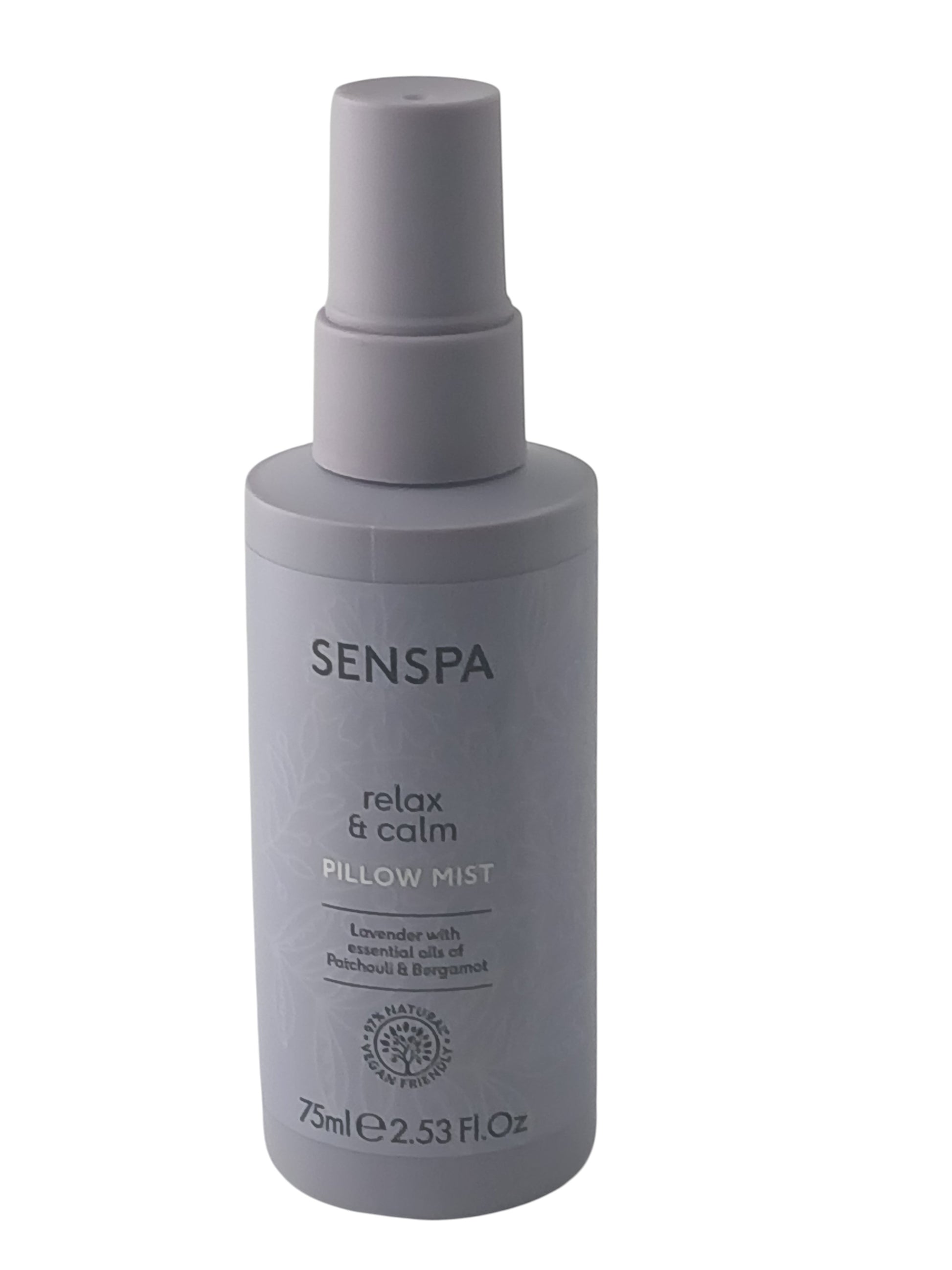 Department Store UK SENSPA Relax & Calm lavender pillow mist spray bottle with essential oils in 75ml recycled plastic