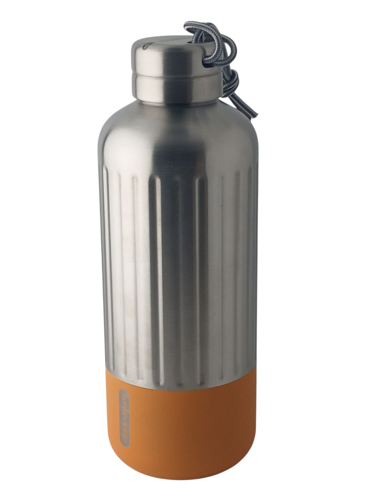 Department Store UK black+blum Explorer stainless steel insulated bottle with an orange protective silicone base
