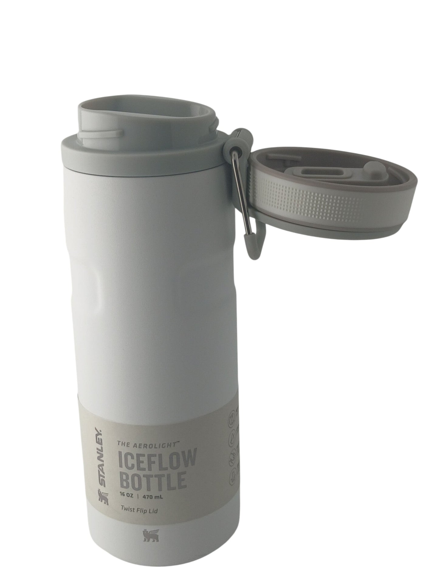 Department Store UK Stanley Aerolight Iceflow white stainless steel water bottle with open leakproof twist-flip lid
