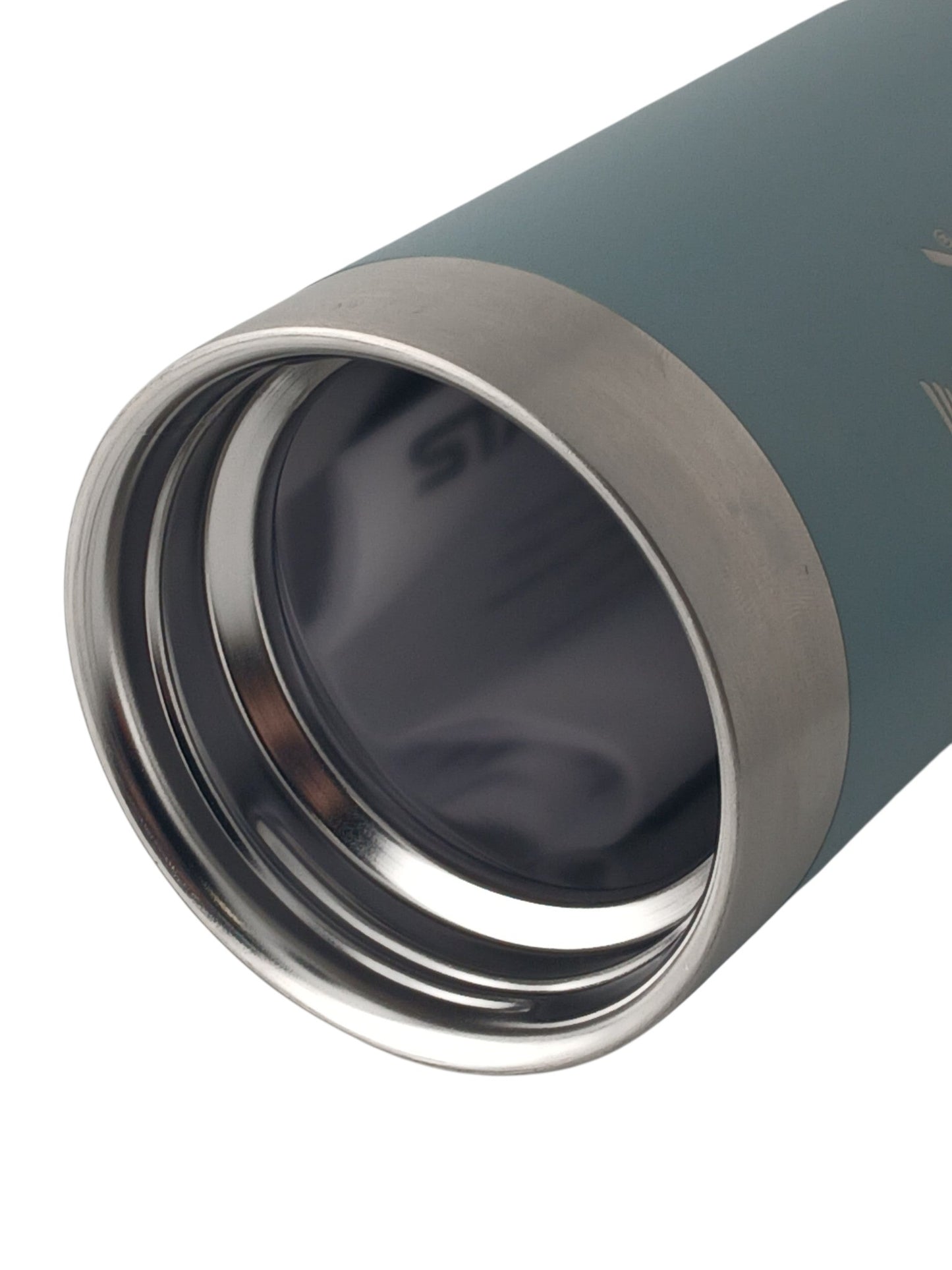 Department Store UK Stanley Aerolight Transit Mug in blue, showing the stainless steel interior rim and threading.