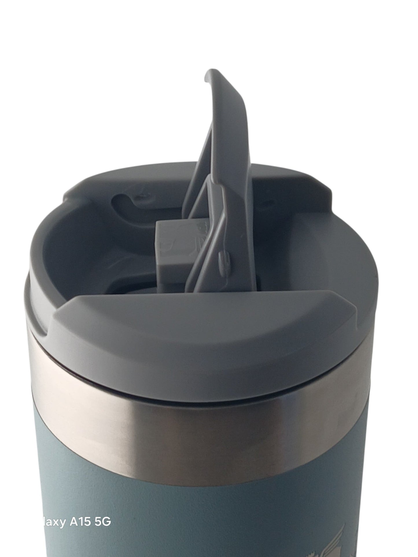 Department Store UK Stanley Aerolight Transit Mug featuring a blue stainless steel body and a grey leakproof lid.