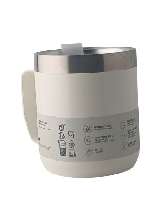 Department Store UK Stanley cream stainless steel camp mug with splash-resistant lid and ergonomic handle