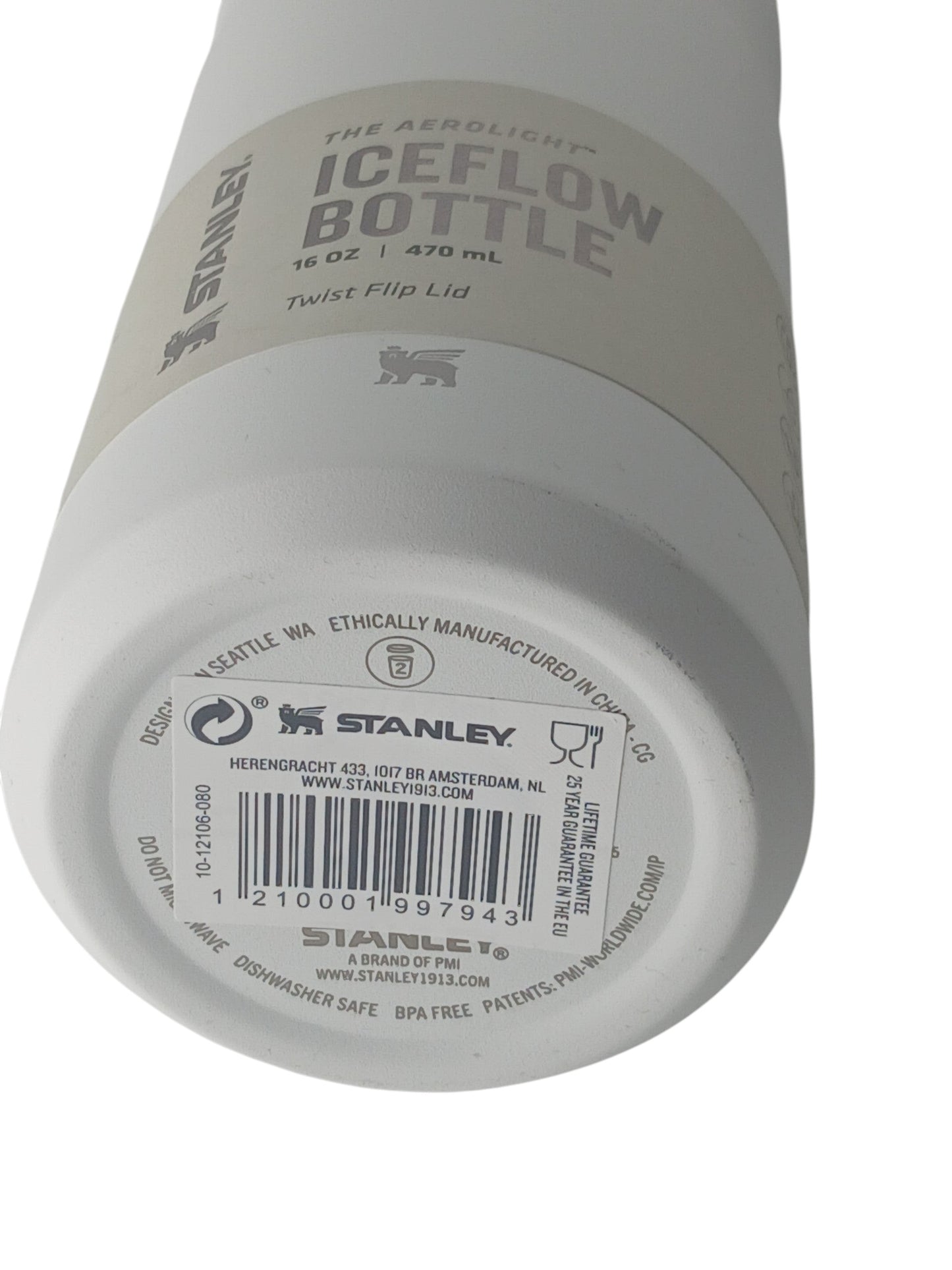 Department Store UK Stanley Aerolight Iceflow white stainless steel bottle base with product label and barcode