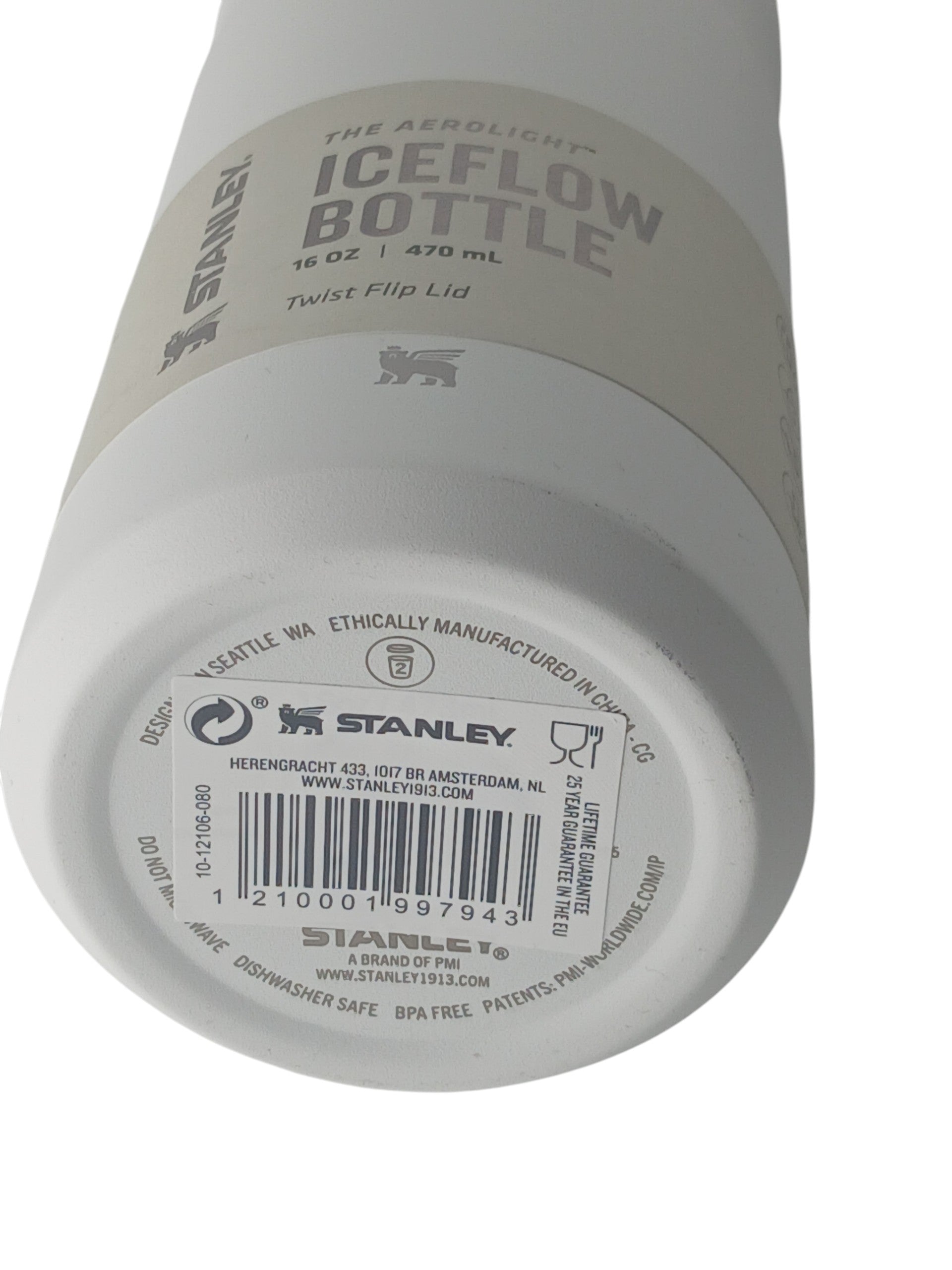 Department Store UK Stanley Aerolight Iceflow white stainless steel bottle base with product label and barcode