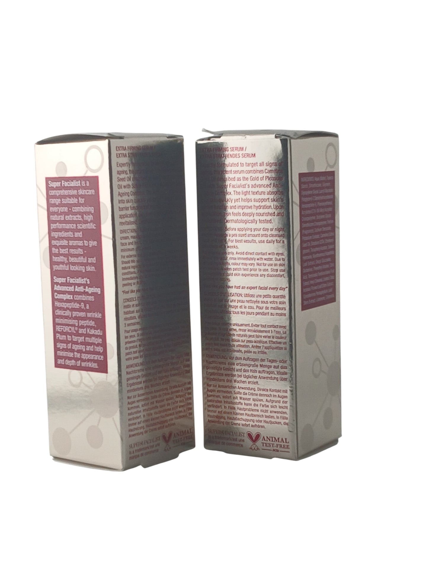 Department Store UK Super Facialist Hexapeptide 9 anti-ageing firming serum twin pack boxes with product information.