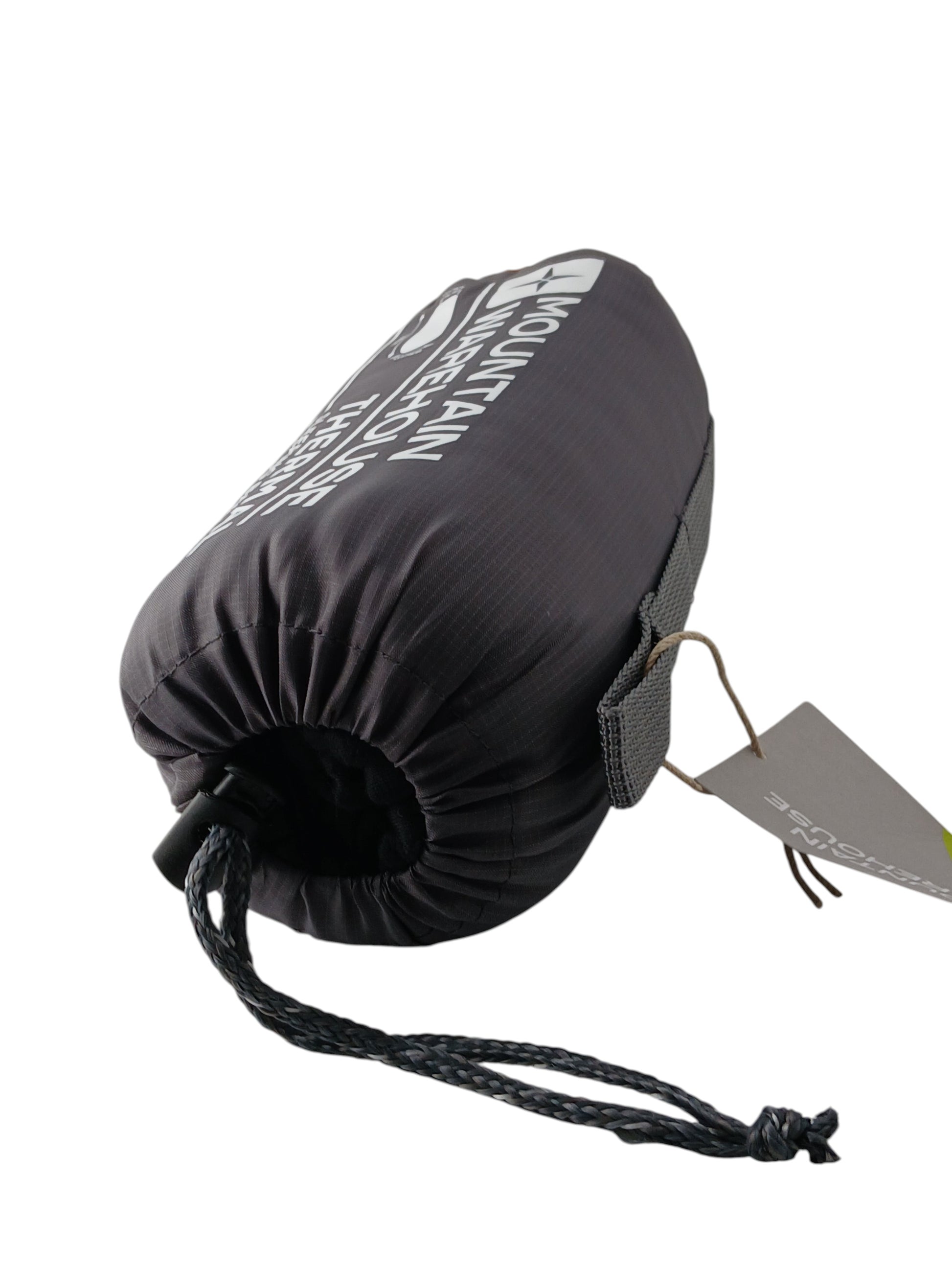 Department Store UK Mountain Warehouse thermal mummy sleeping bag liner packed in a black drawstring storage bag