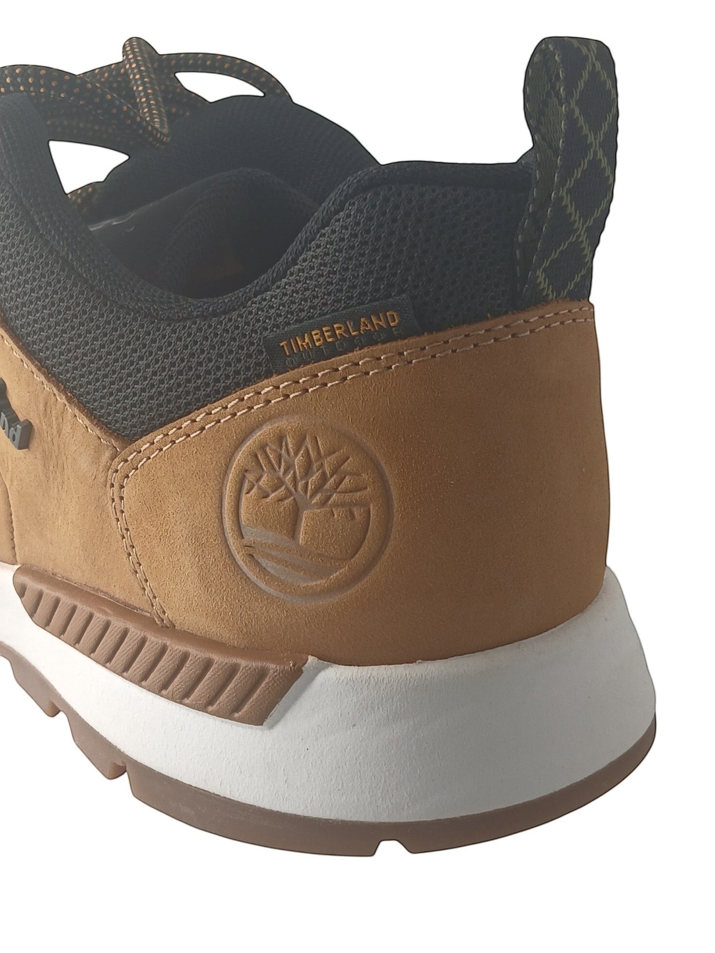 Department Store UK Timberland lace-up trainers in tan nubuck leather with black mesh and embossed logo detail