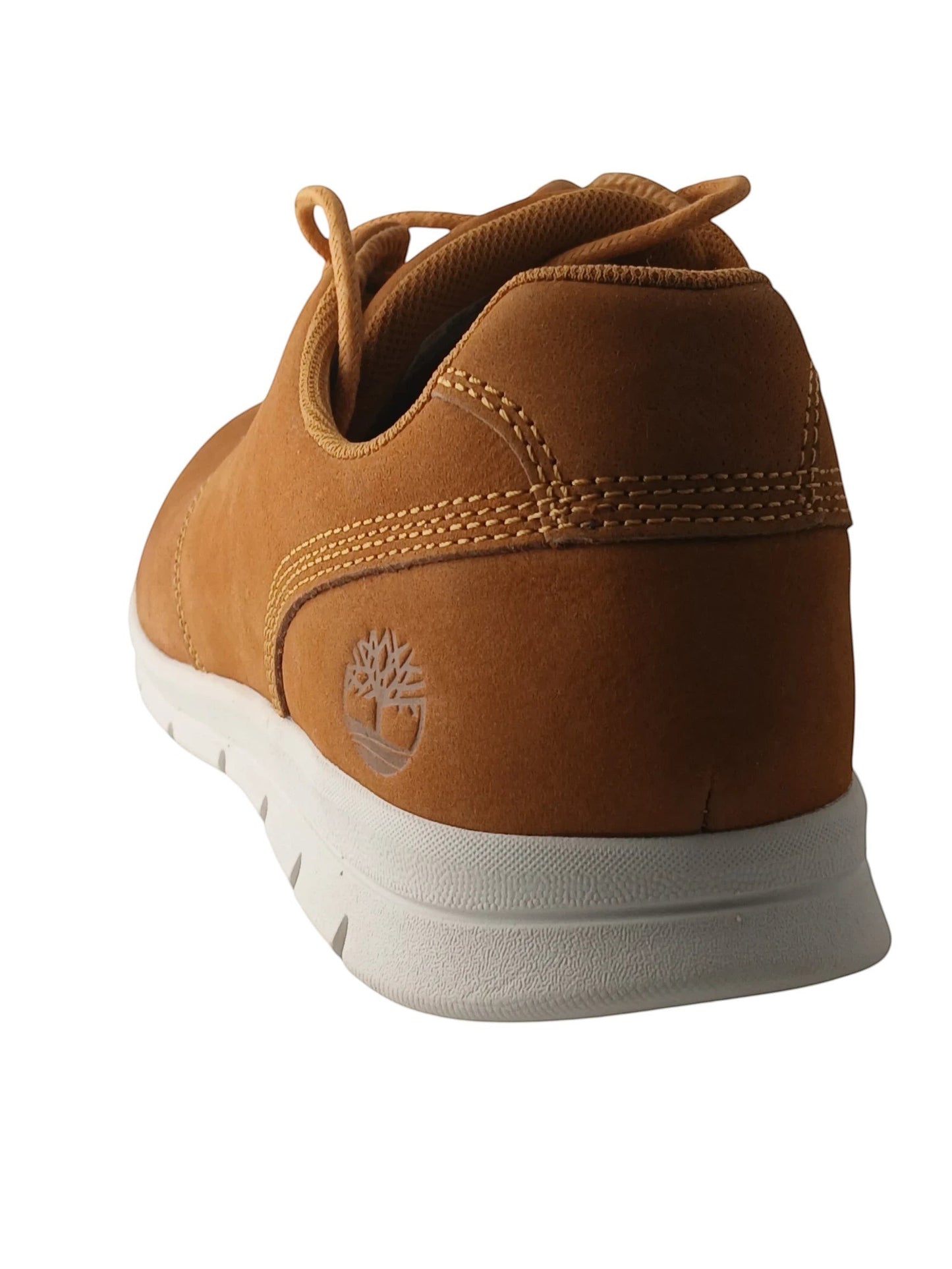 Department Store UK Timberland tan casual sneakers with embossed tree logo on heel and white HoverLite sole