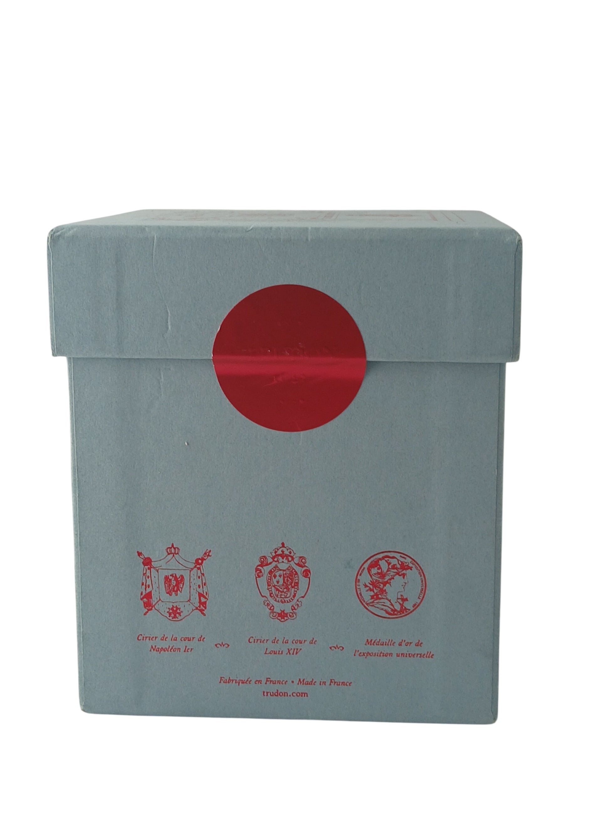 Department Store UK Trudon Gabriel scented candle light blue presentation box with red wax seal and historical emblems