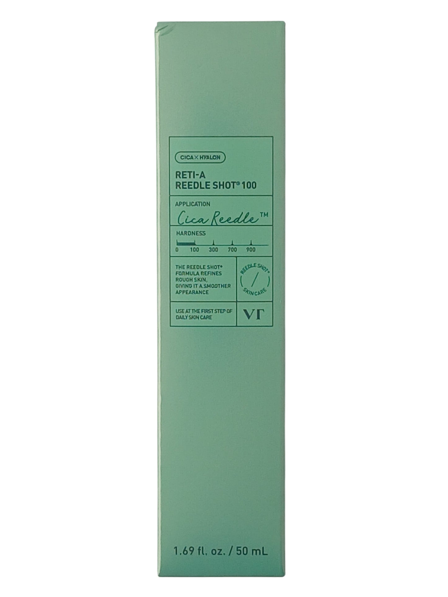 Department Store UK VT Cosmetics Ret-A Reedle Shot 100 facial serum in a light green box with Cica Reedle technology.