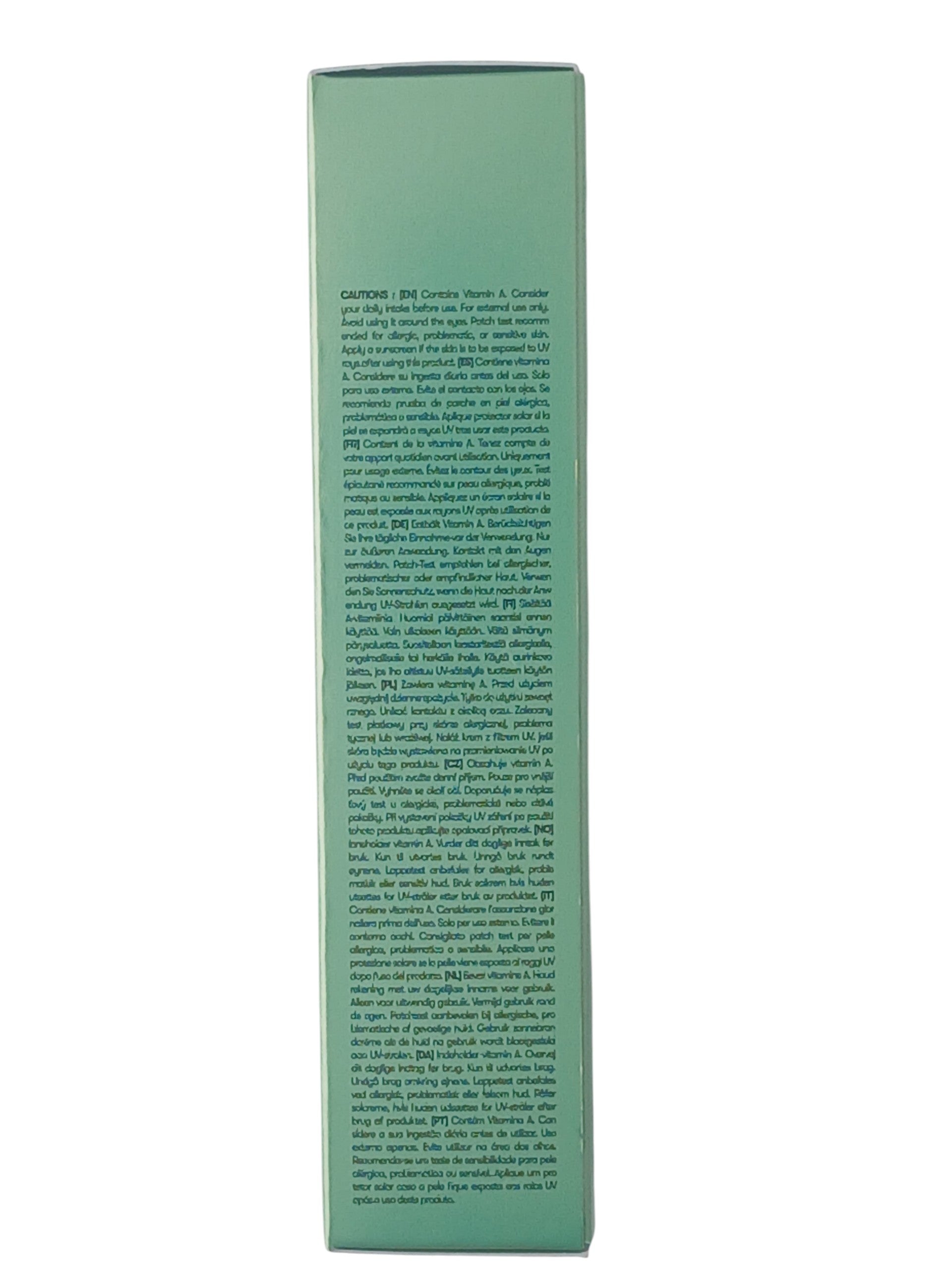 Department Store UK VT Cosmetics Ret-A Reedle Shot facial serum packaging showing multilingual caution text