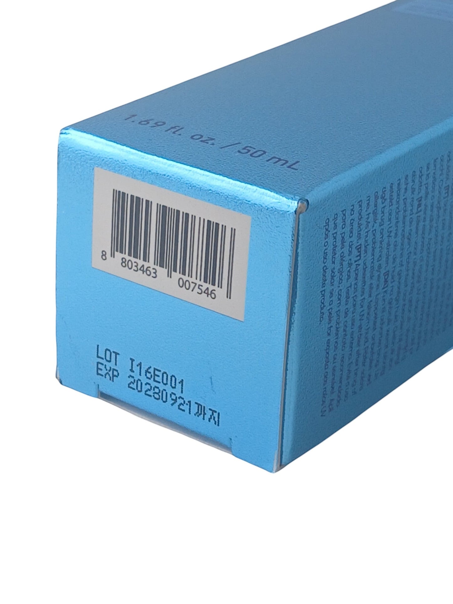 Department Store UK VT Hydrop Reedle Shot facial serum 50ml blue box base with barcode and batch information