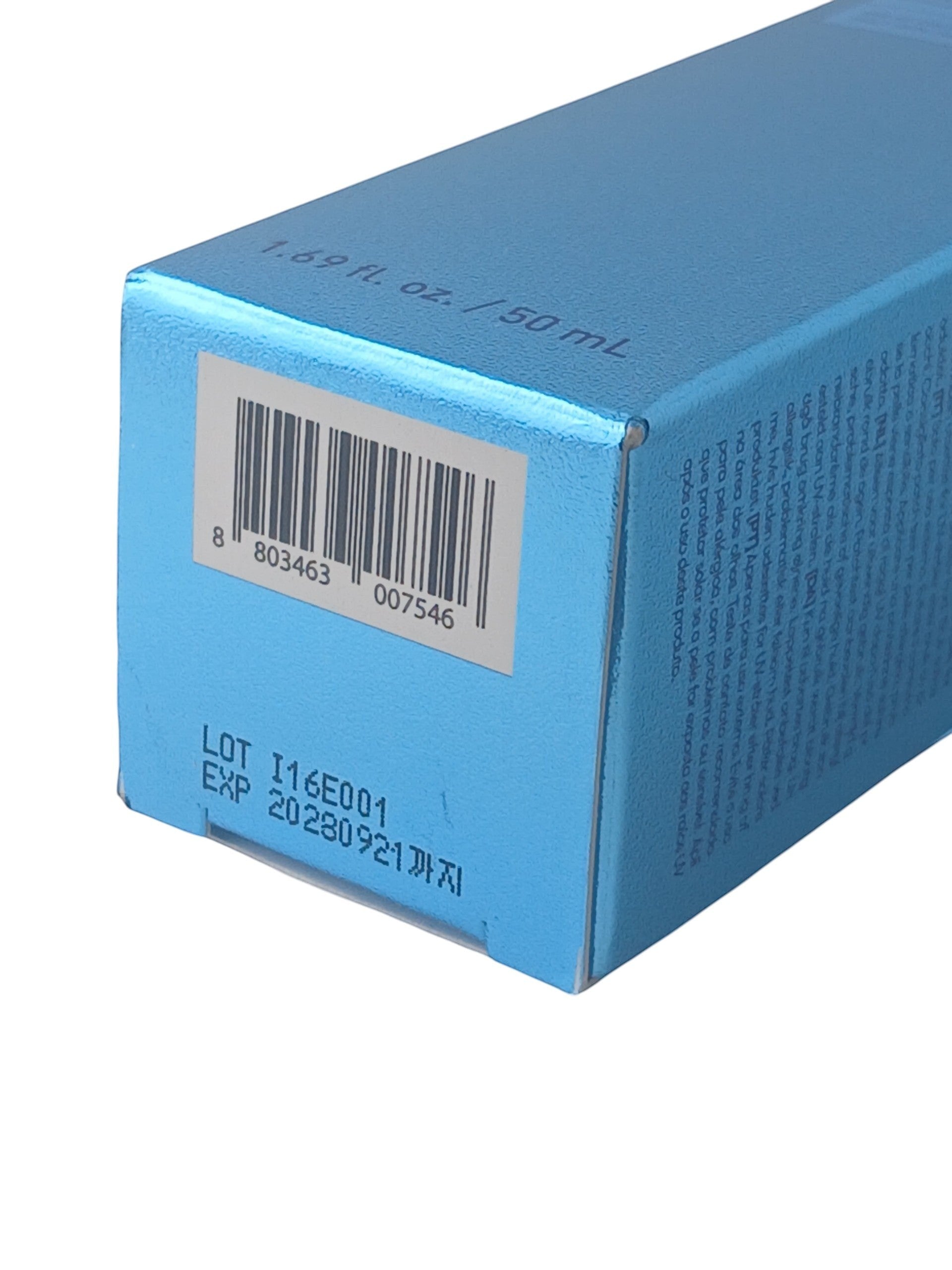 Department Store UK VT Hydrop Reedle Shot facial serum 50ml blue box base with barcode and batch information