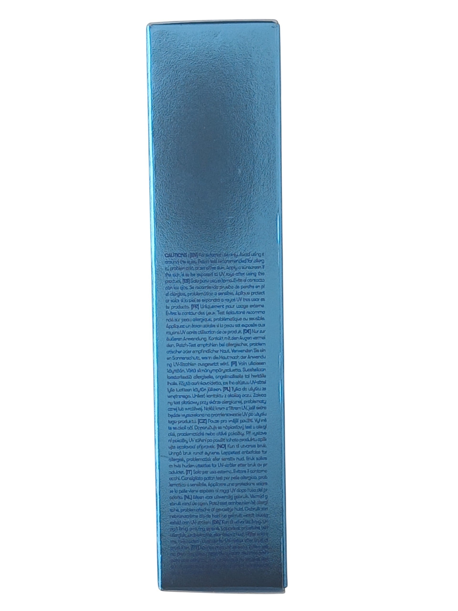Department Store UK VT Hydrop Reedle Shot facial serum box side view with multilingual product caution information