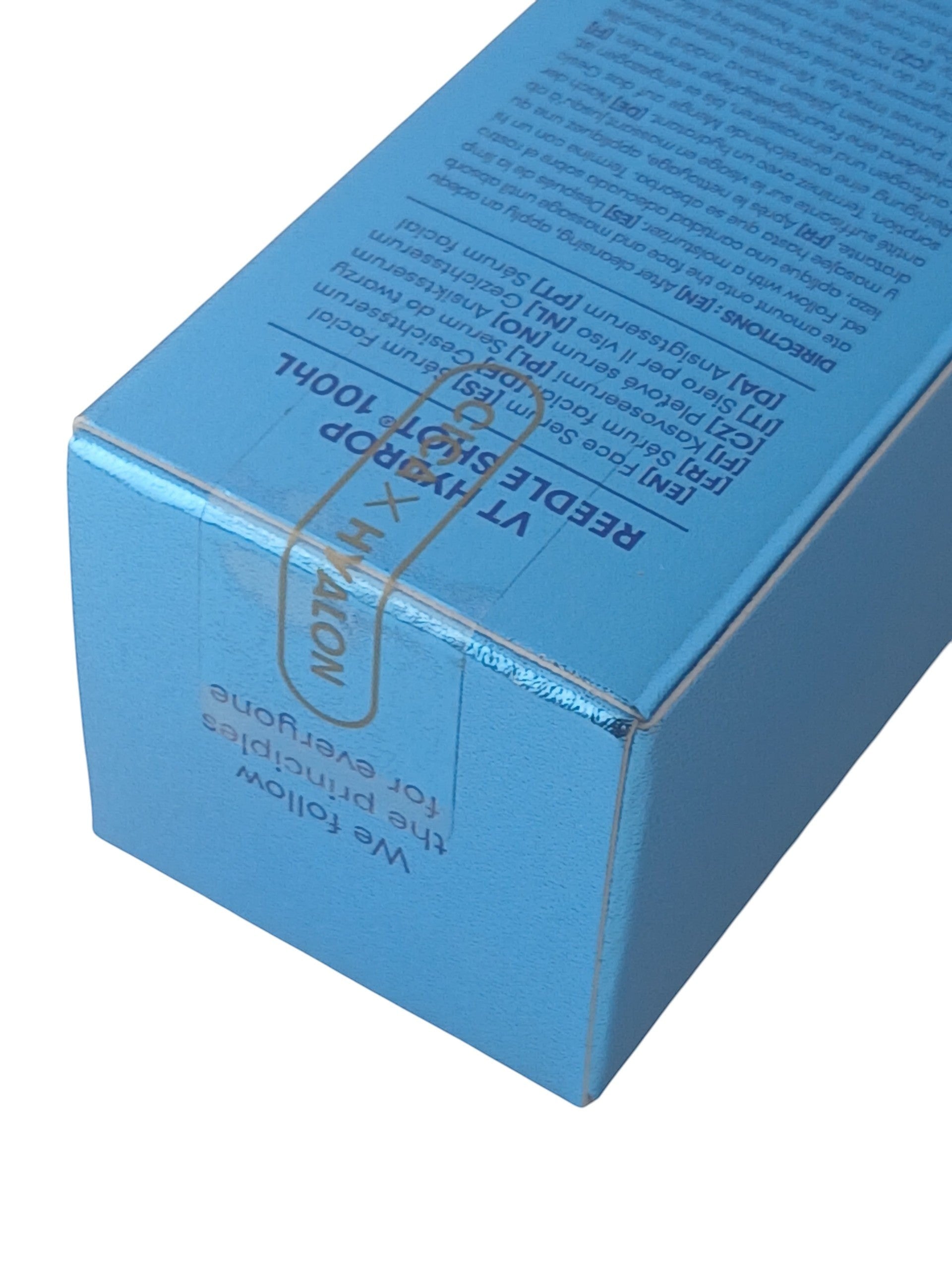 Department Store UK VT Hydrop Reedle Shot 100 facial serum blue packaging with product information