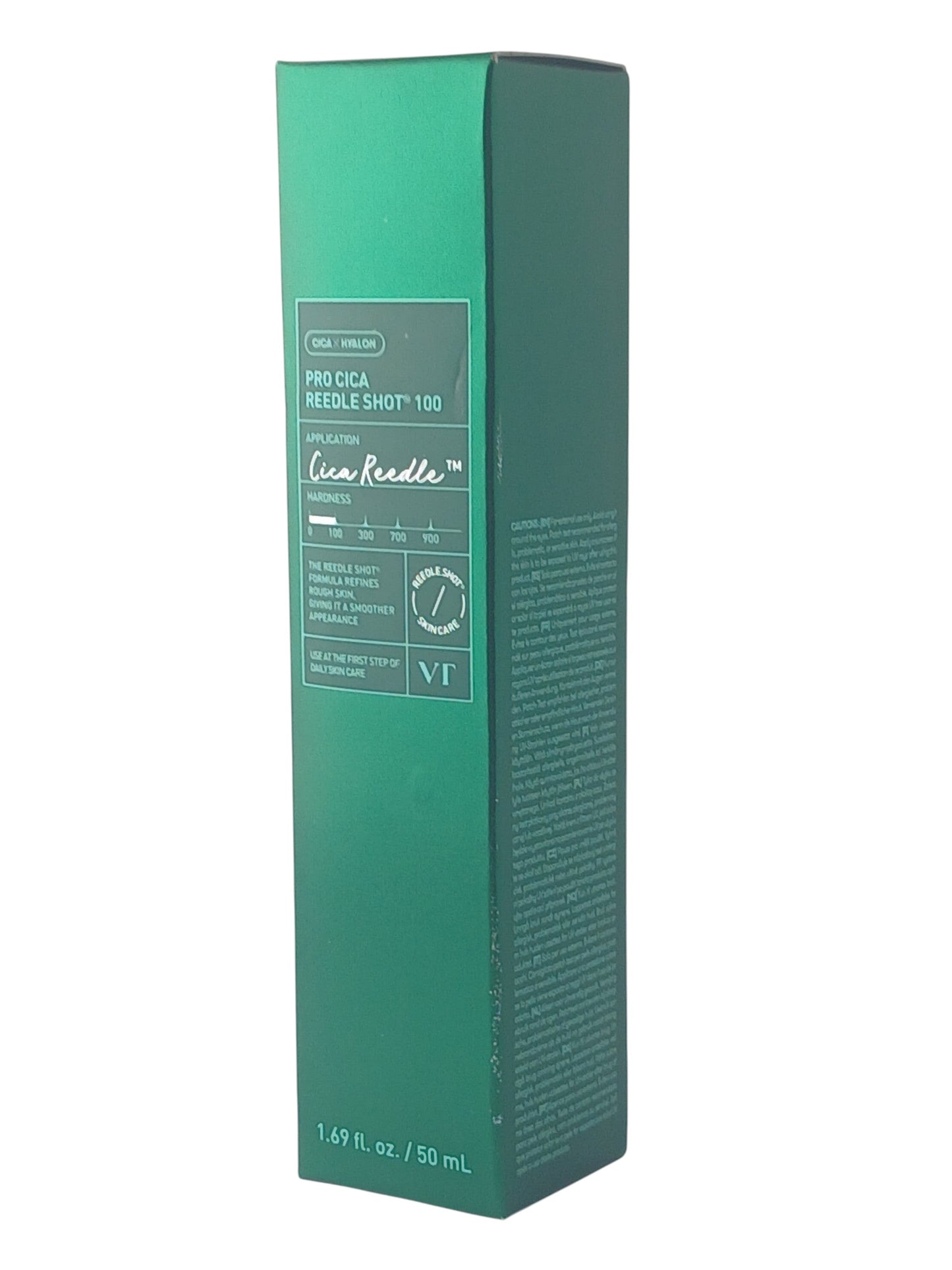 Department Store UK VT Pro Cica Reedle Shot 100 facial serum box in green packaging for skin texture refinement