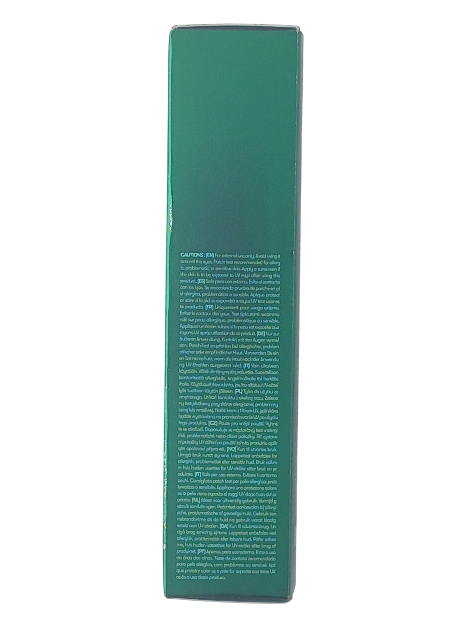 Department Store UK VT Pro Cica Reedle Shot facial serum packaging side view with multilingual caution text