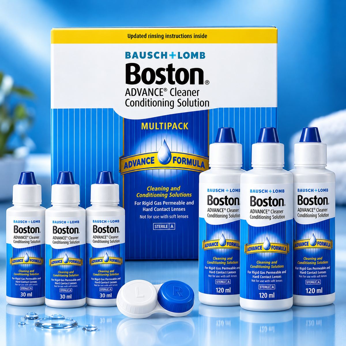 Bausch + Lomb Boston Cleaning & Conditioning Solutions, 3 x 30ml and 3 x 120ml