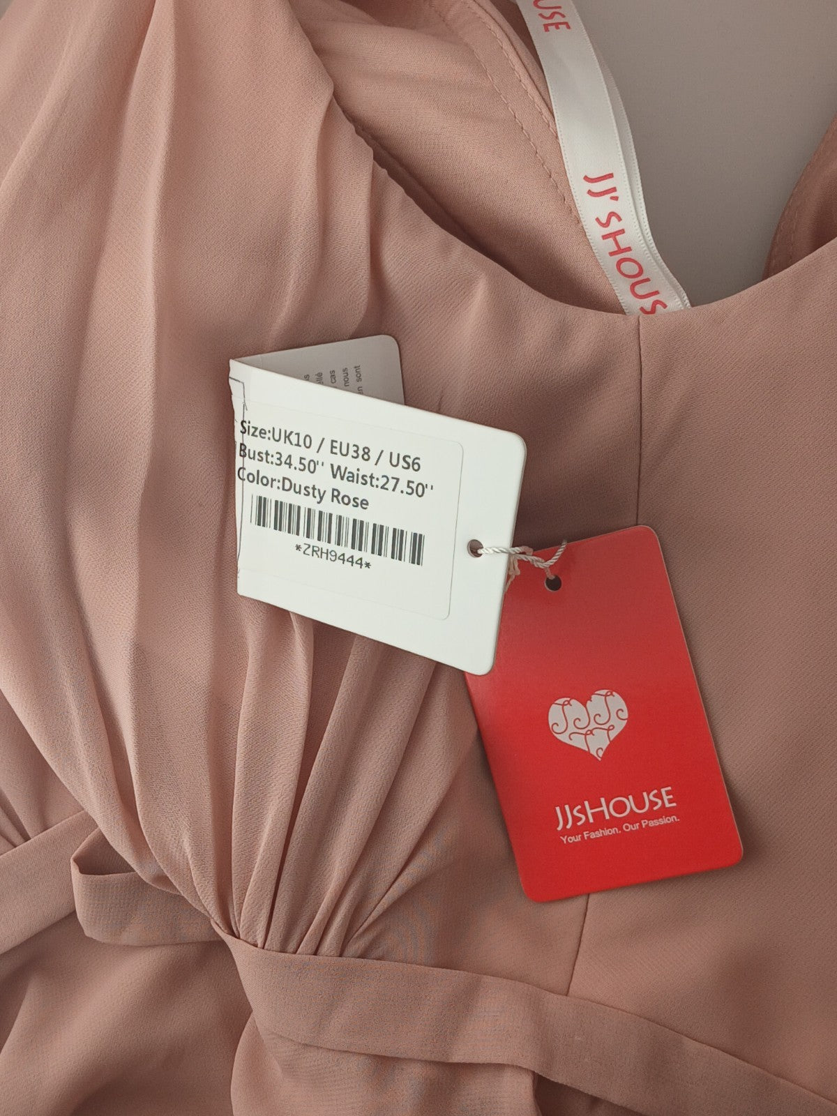 Department Store UK JJ's House dusty rose chiffon maxi dress detail view