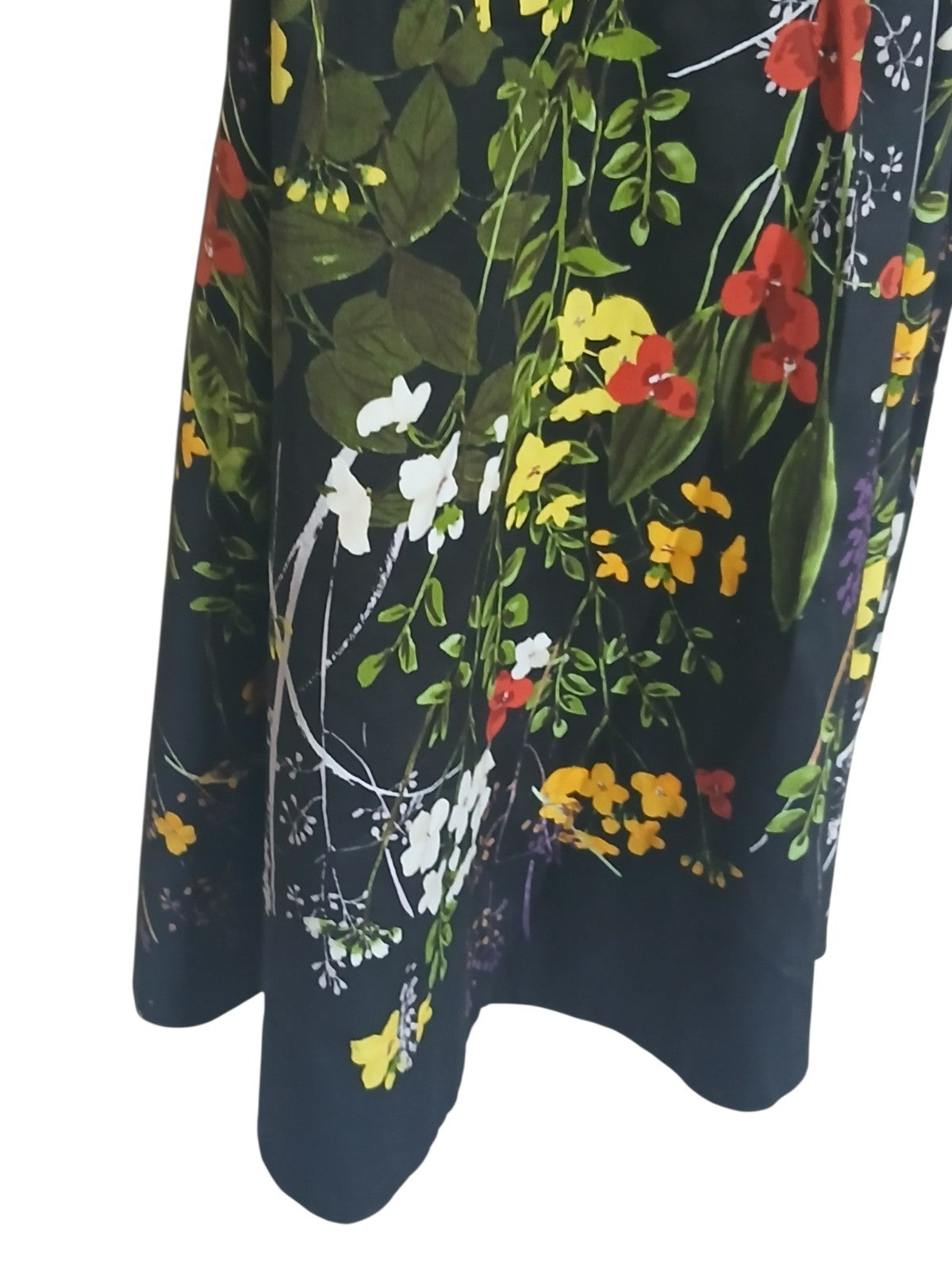 Department Store UK Karen Millen black floral fit and flare dress detail view